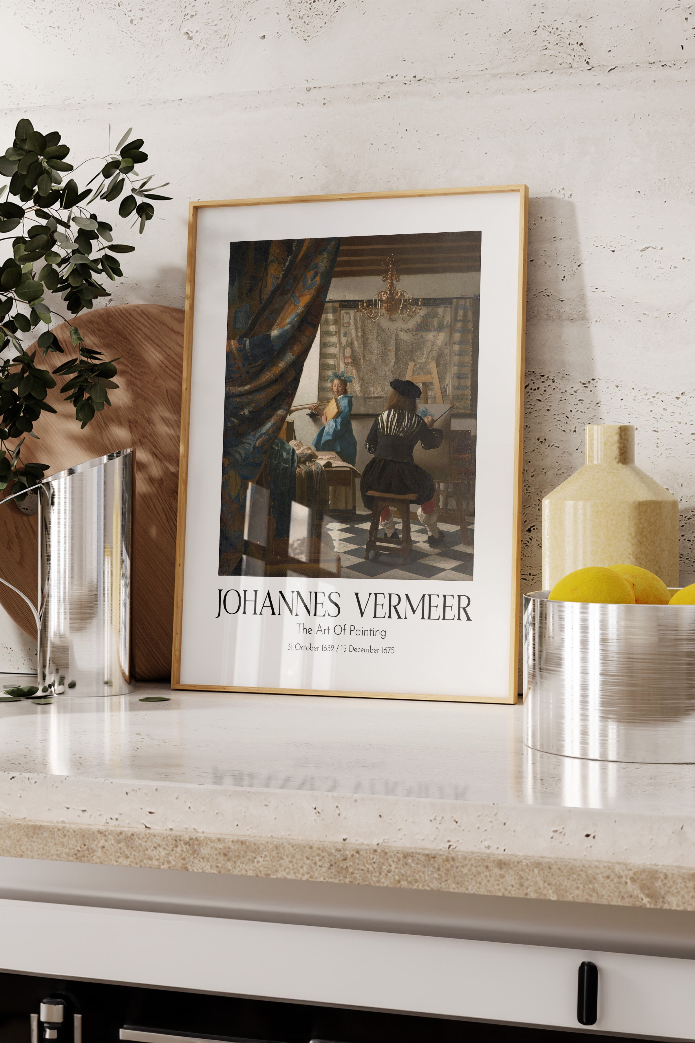 Johannes Vermeer - The Art Of Painting, Ahşap Çerçeveli Tablo, Sanat Serisi NO:110354
