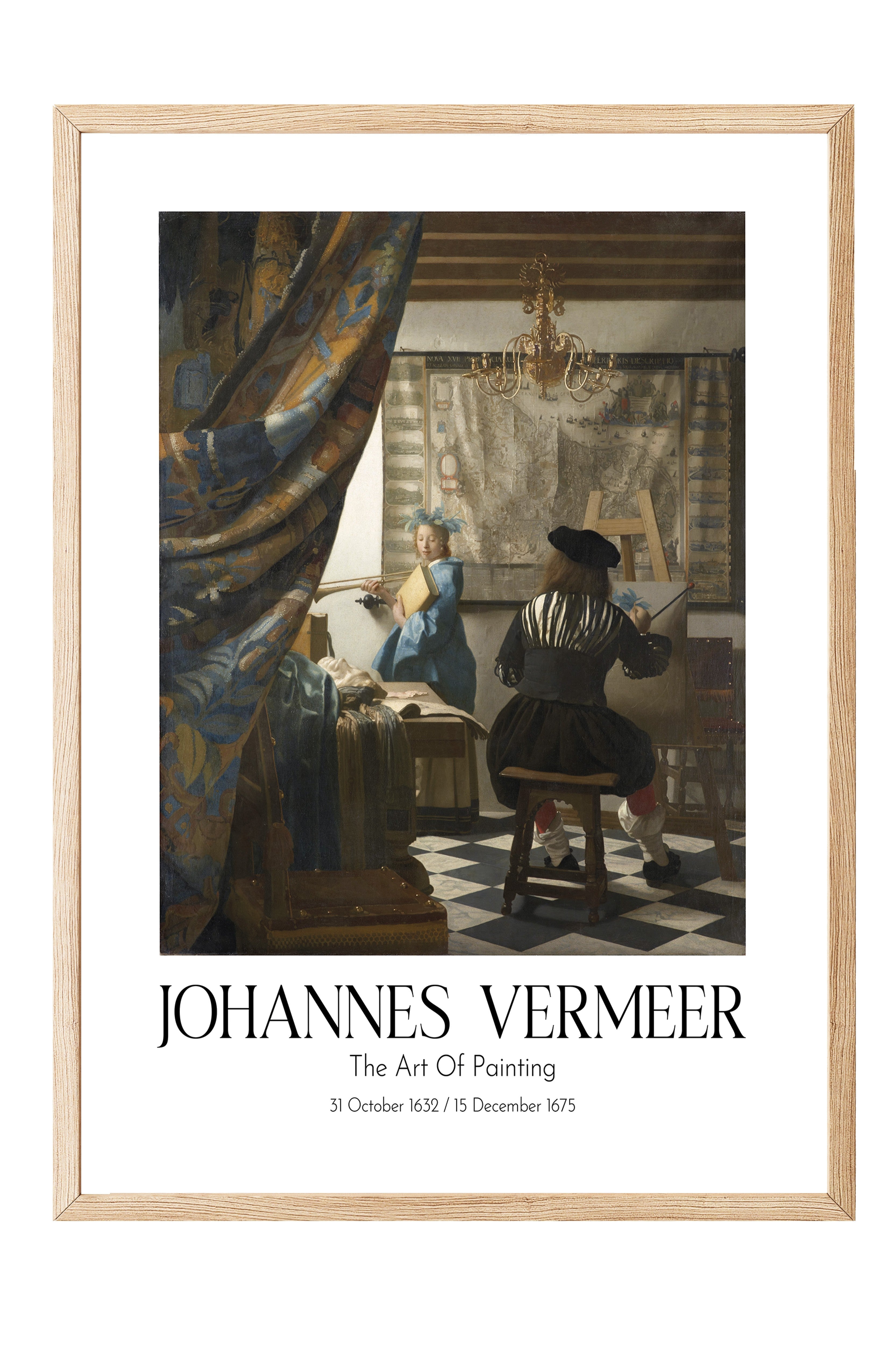 Johannes Vermeer - The Art Of Painting, Ahşap Çerçeveli Tablo, Sanat Serisi NO:110354