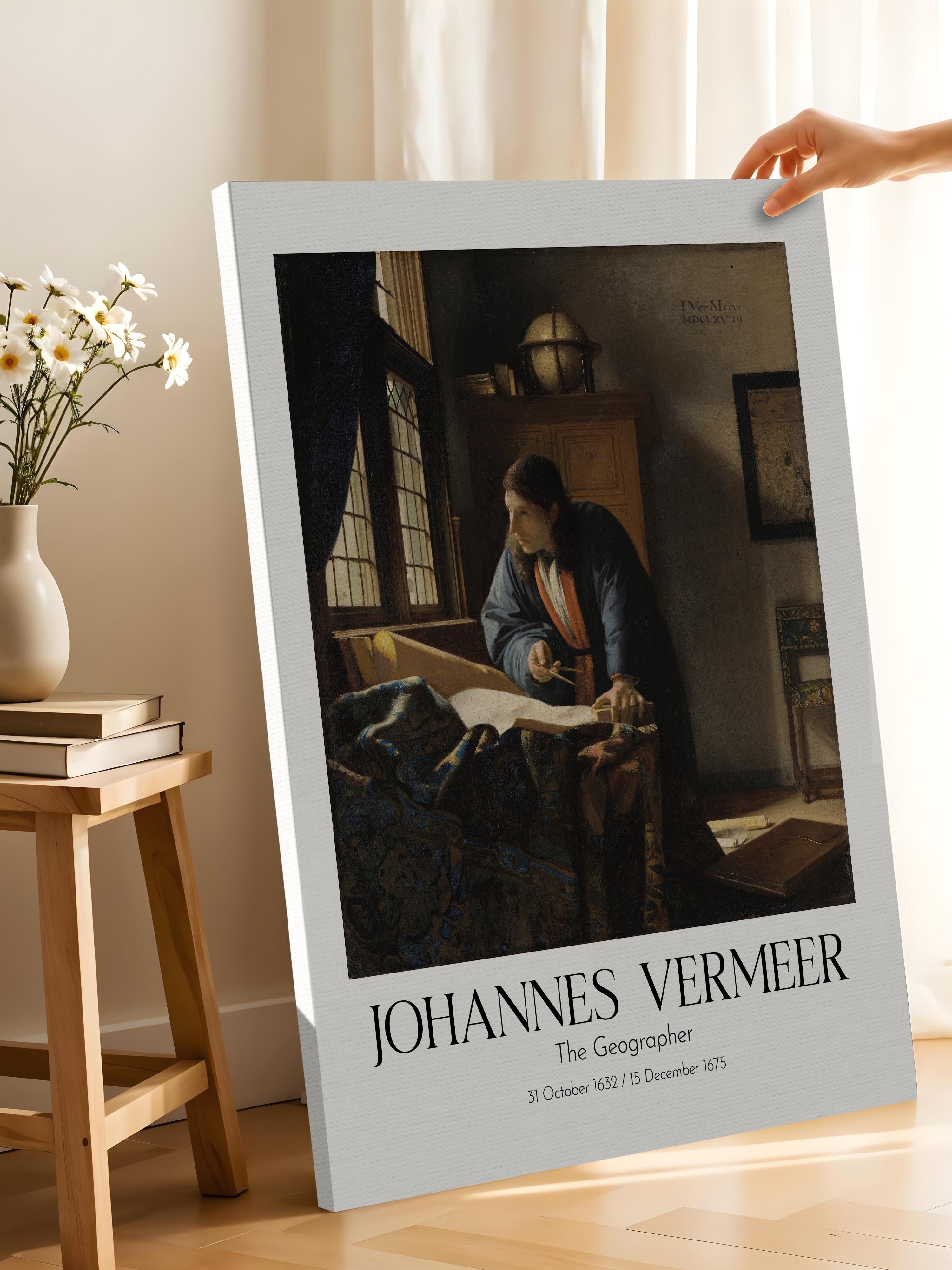 Johannes Vermeer - The Geographer, Kanvas Tablo, Sanat Serisi NO:110356
