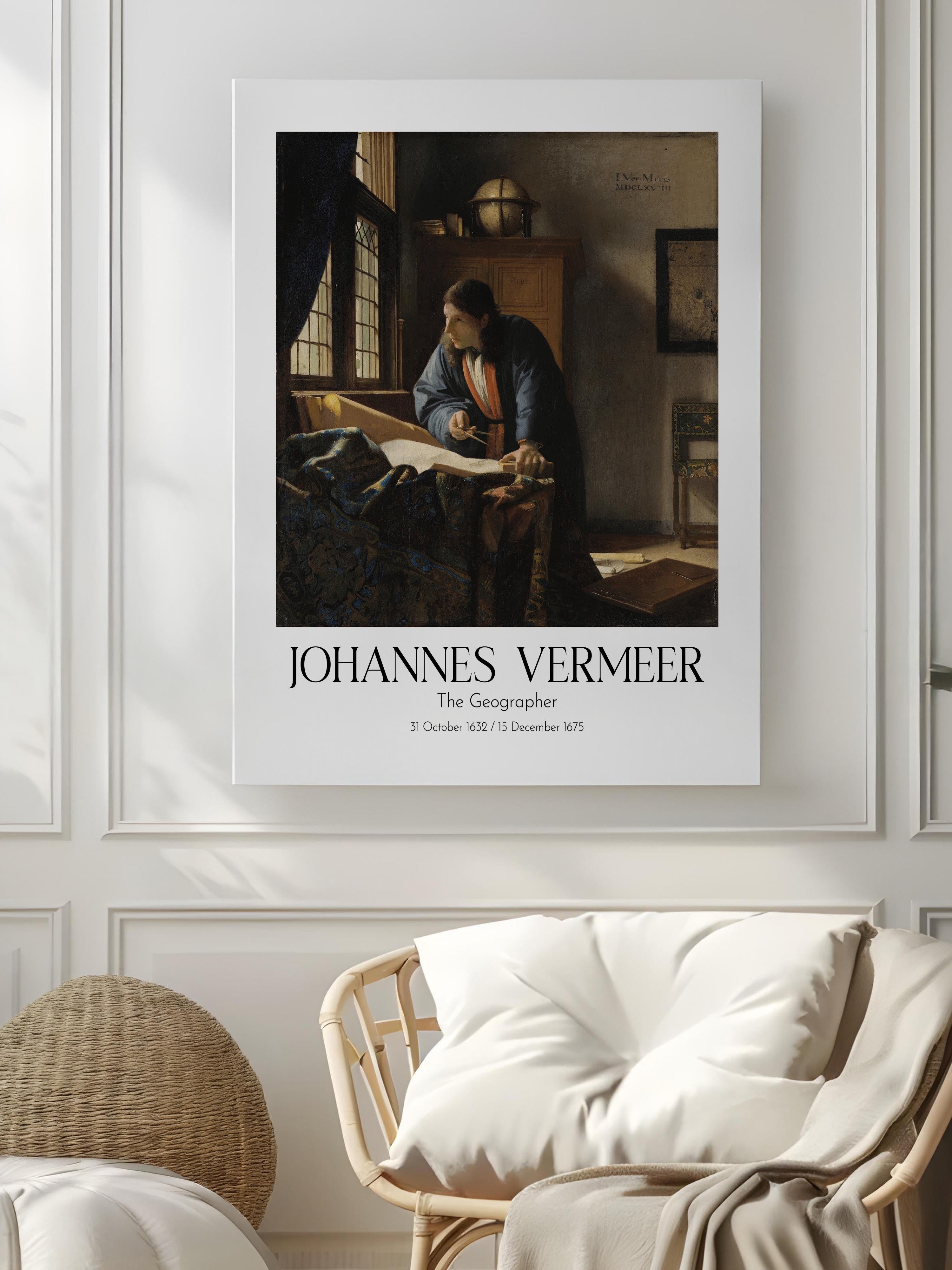 Johannes Vermeer - The Geographer, Kanvas Tablo, Sanat Serisi NO:110356