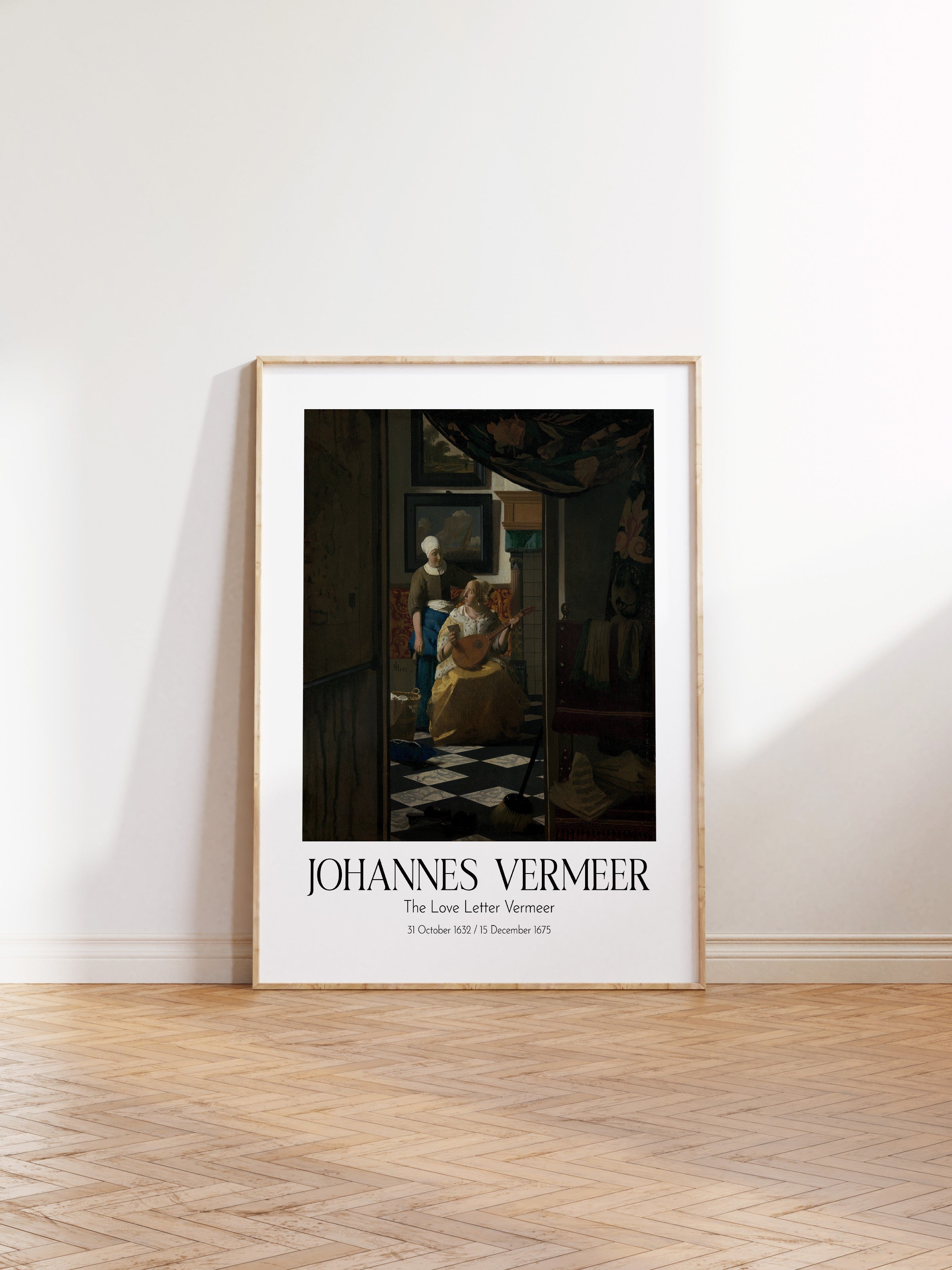 Johannes Vermeer - The Love Letter Vermeer, Ahşap Çerçeveli Tablo, Sanat Serisi NO:110366