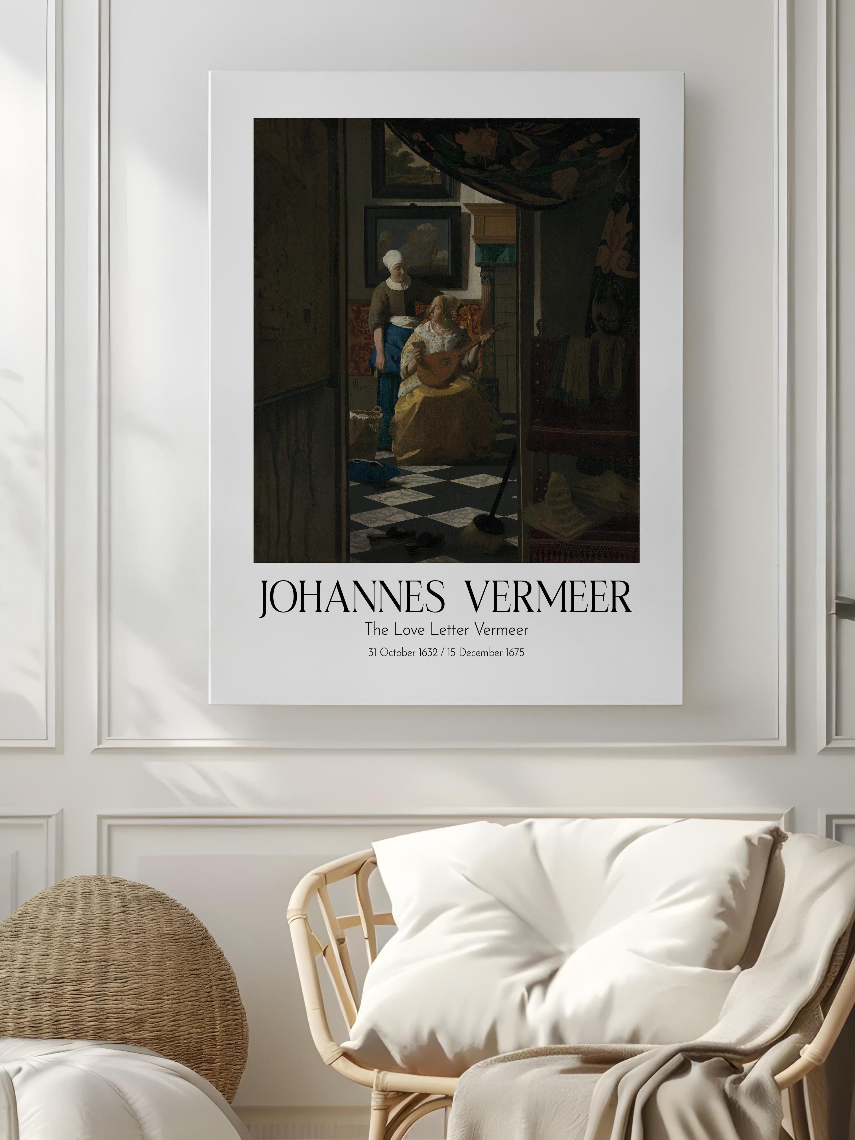 Johannes Vermeer - The Love Letter Vermeer, Kanvas Tablo, Sanat Serisi NO:110366