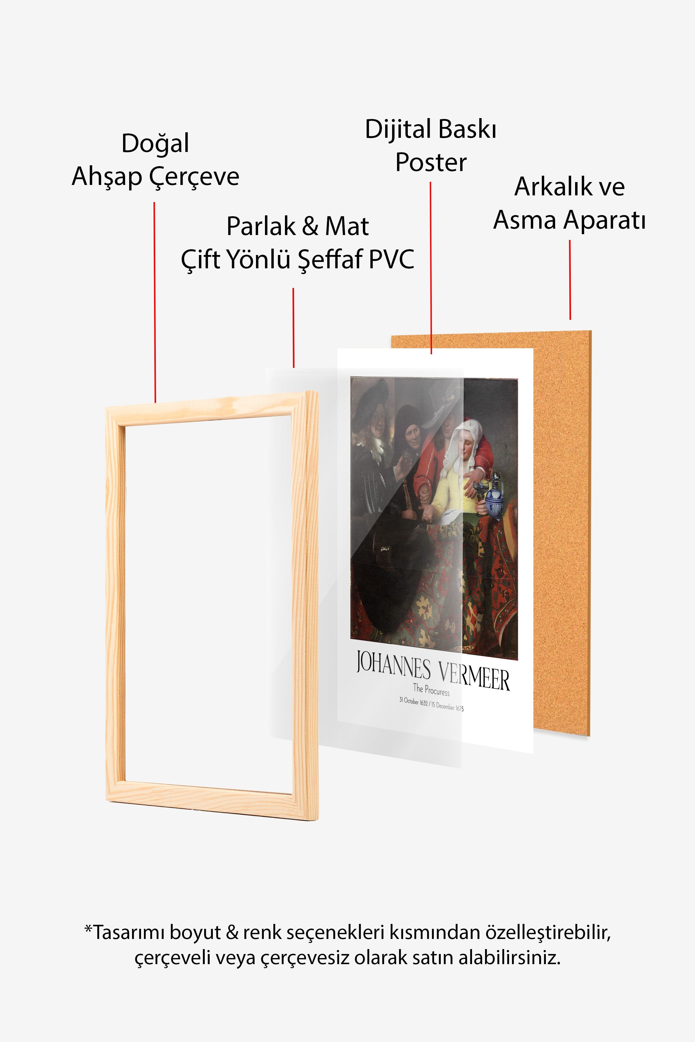 Johannes Vermeer - The Procuress, Ahşap Çerçeveli Tablo, Sanat Serisi NO:110357