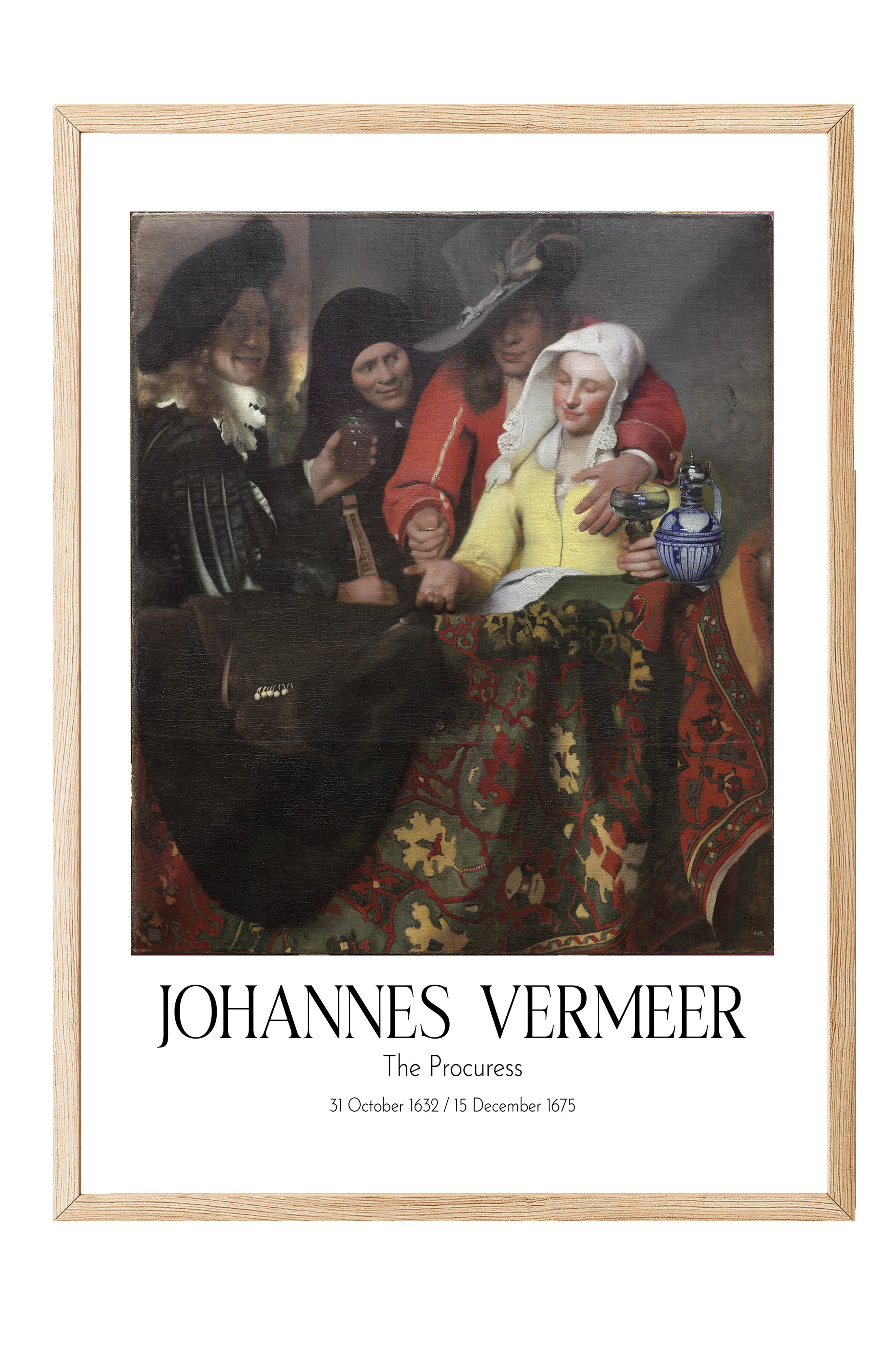 Johannes Vermeer - The Procuress, Ahşap Çerçeveli Tablo, Sanat Serisi NO:110357