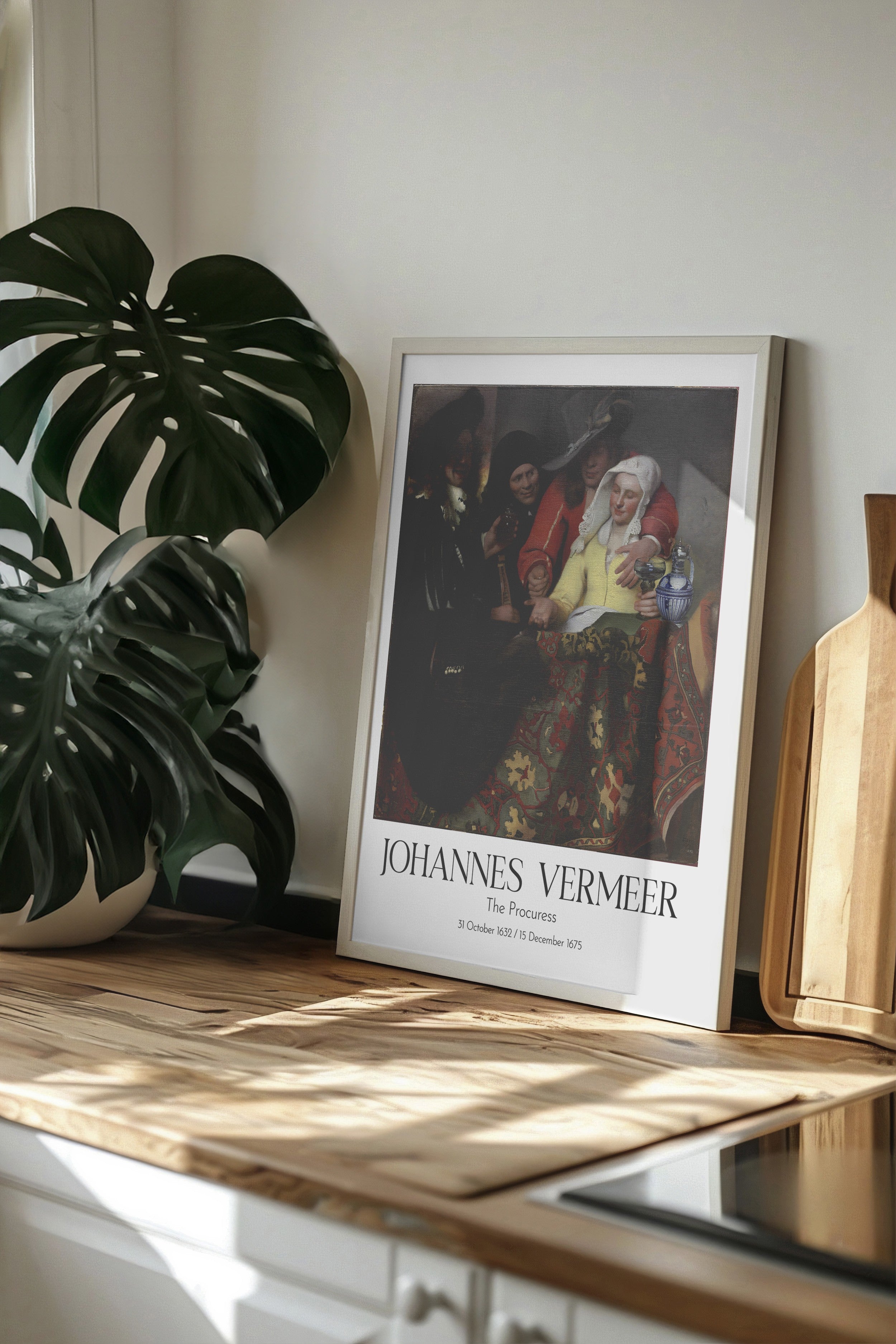 Johannes Vermeer - The Procuress, Beyaz Çerçeveli Tablo, Sanat Serisi NO:110357