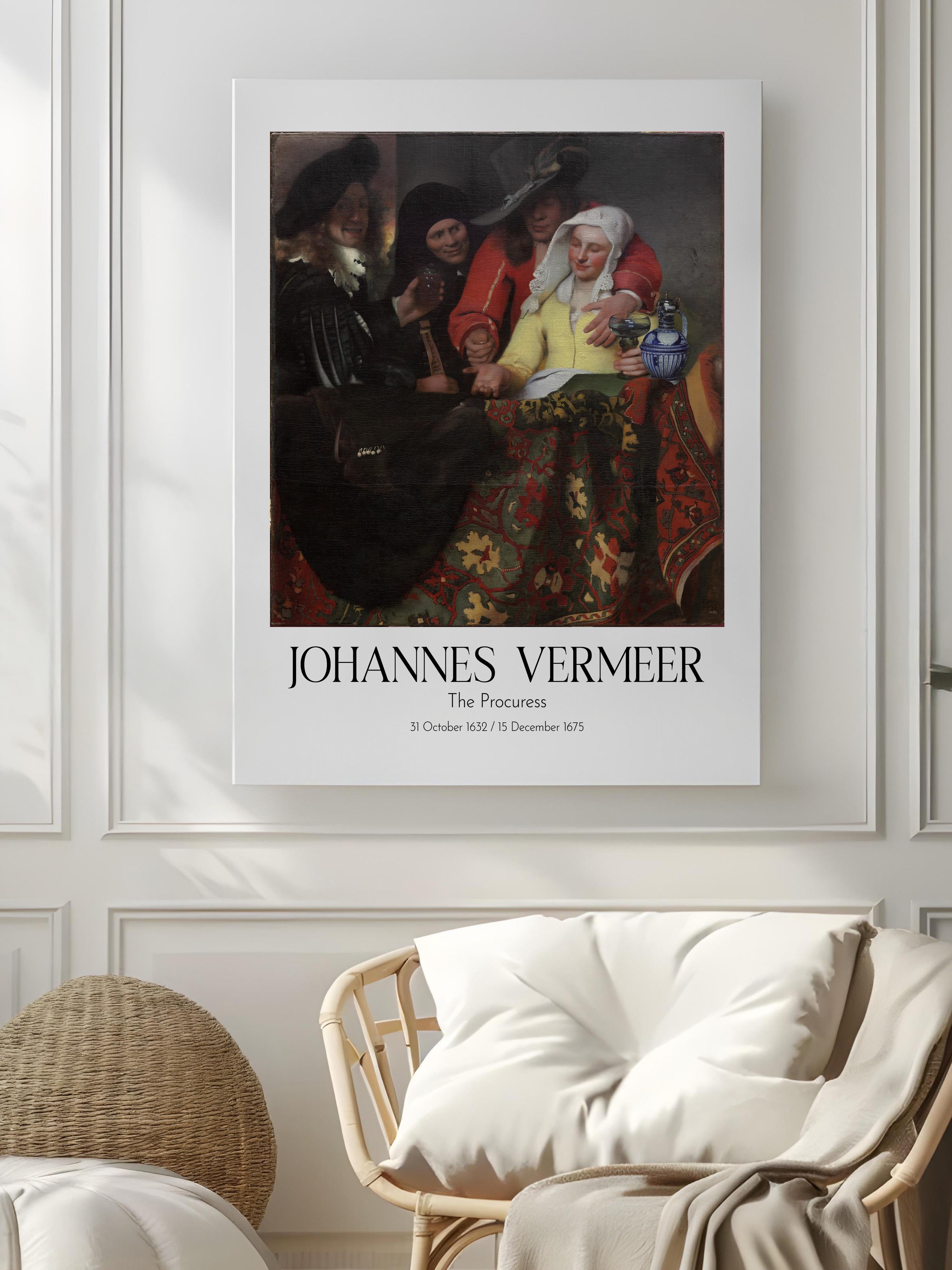 Johannes Vermeer - The Procuress, Kanvas Tablo, Sanat Serisi NO:110357
