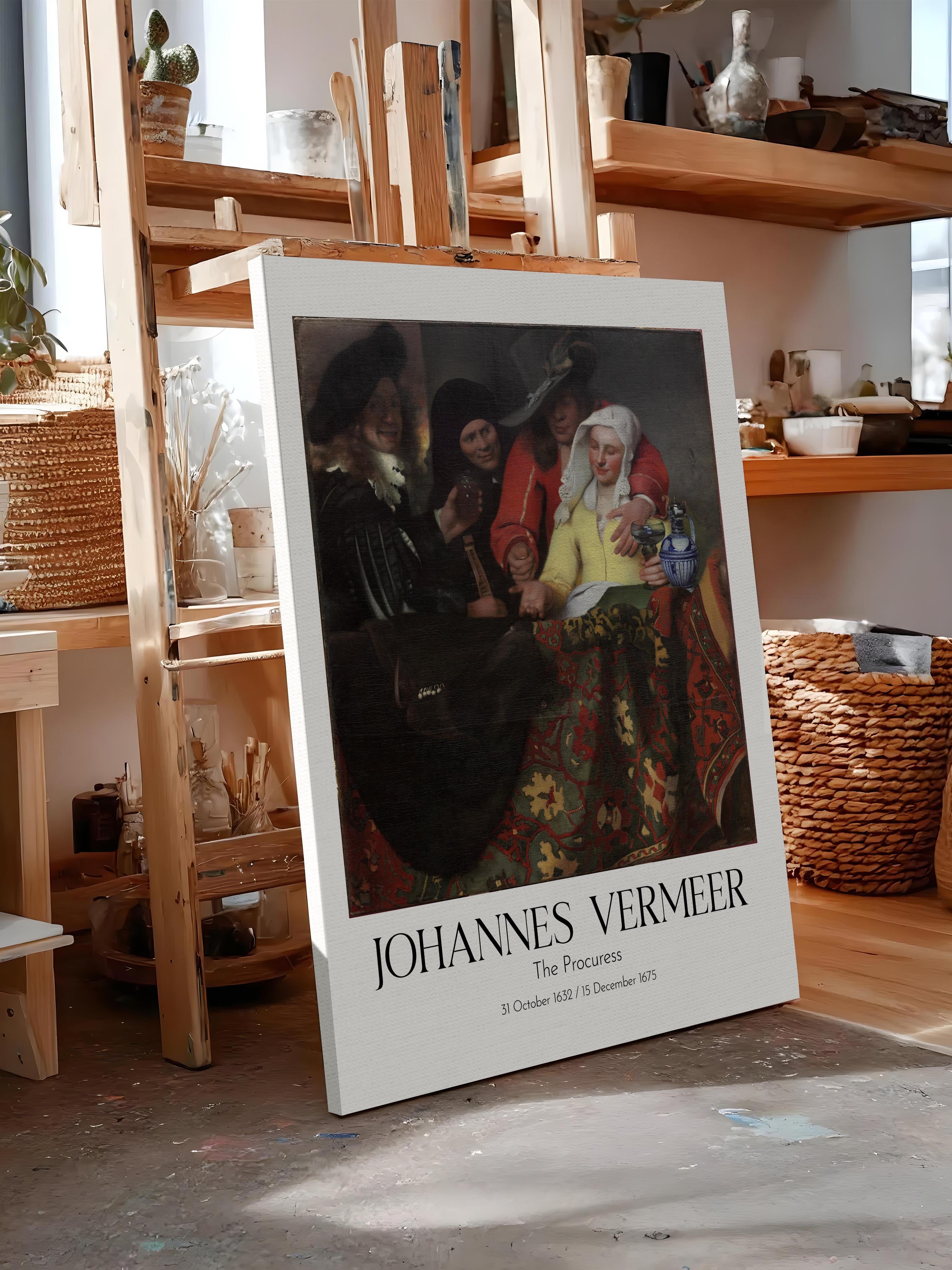Johannes Vermeer - The Procuress, Kanvas Tablo, Sanat Serisi NO:110357
