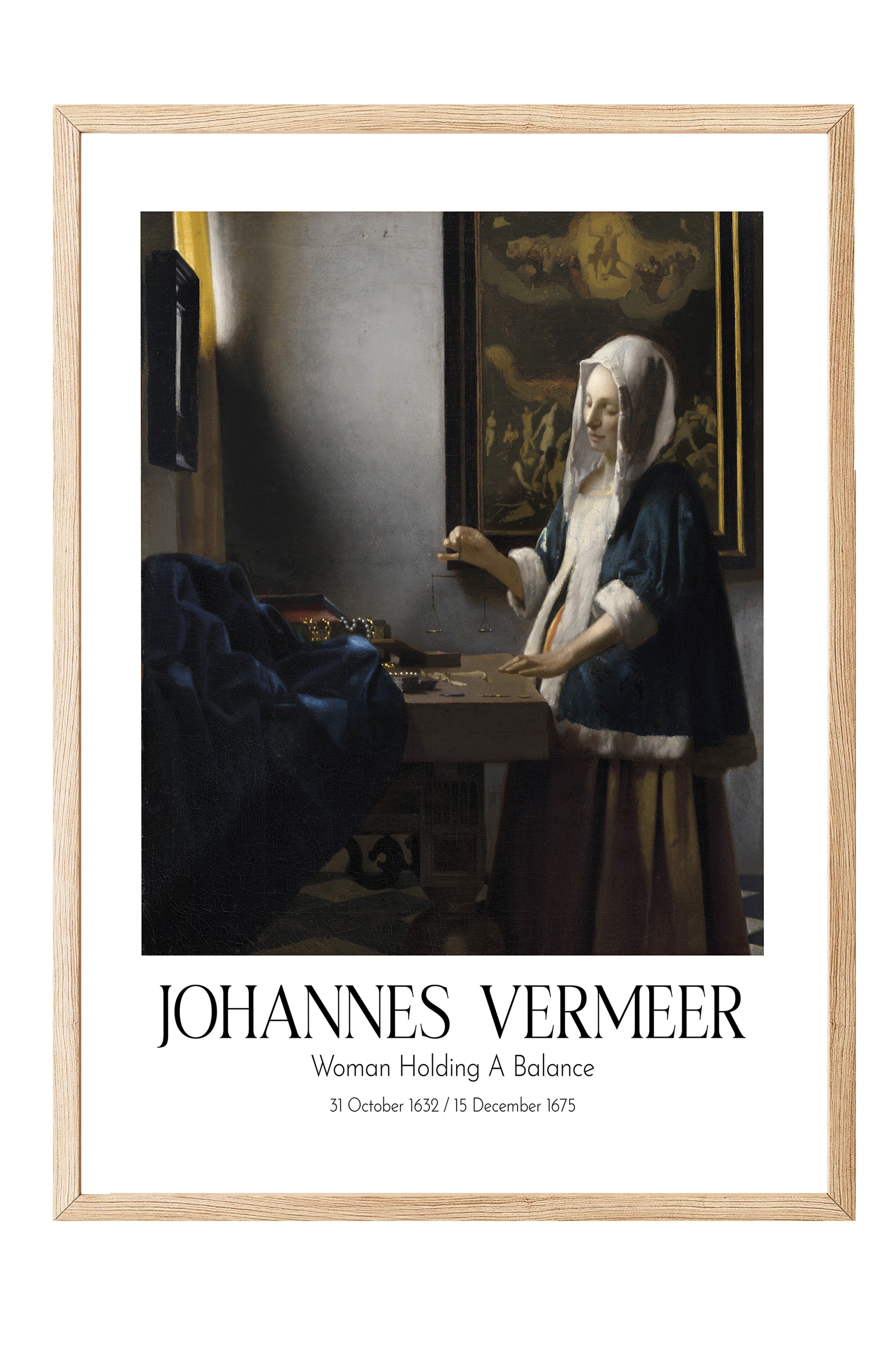 Johannes Vermeer - Woman Holding A Balance, Ahşap Çerçeveli Tablo, Sanat Serisi NO:110358