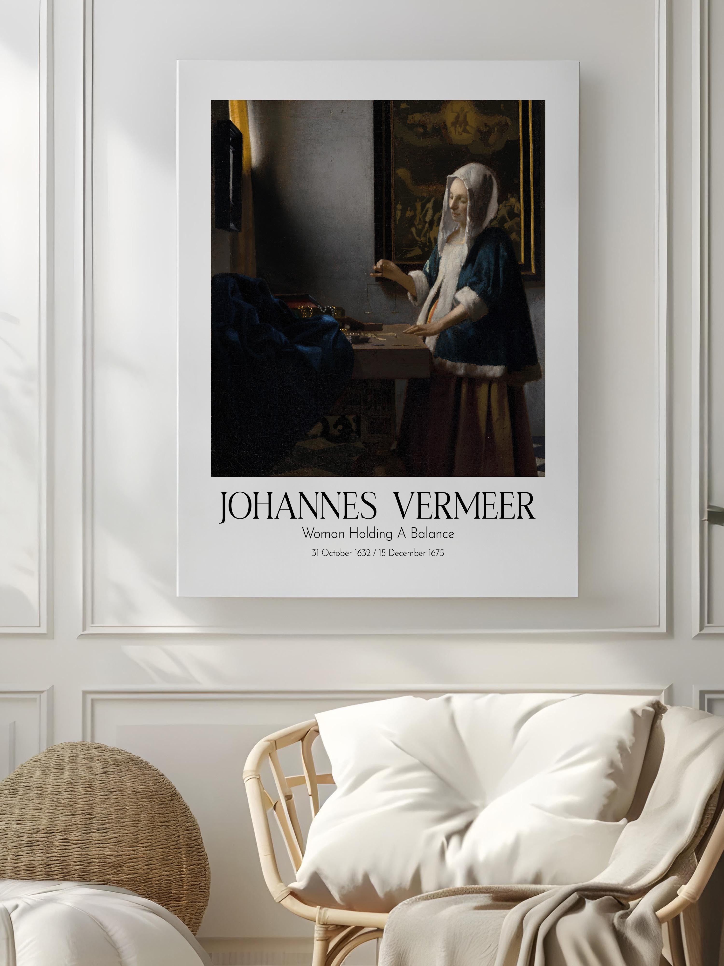 Johannes Vermeer - Woman Holding A Balance, Kanvas Tablo, Sanat Serisi NO:110358