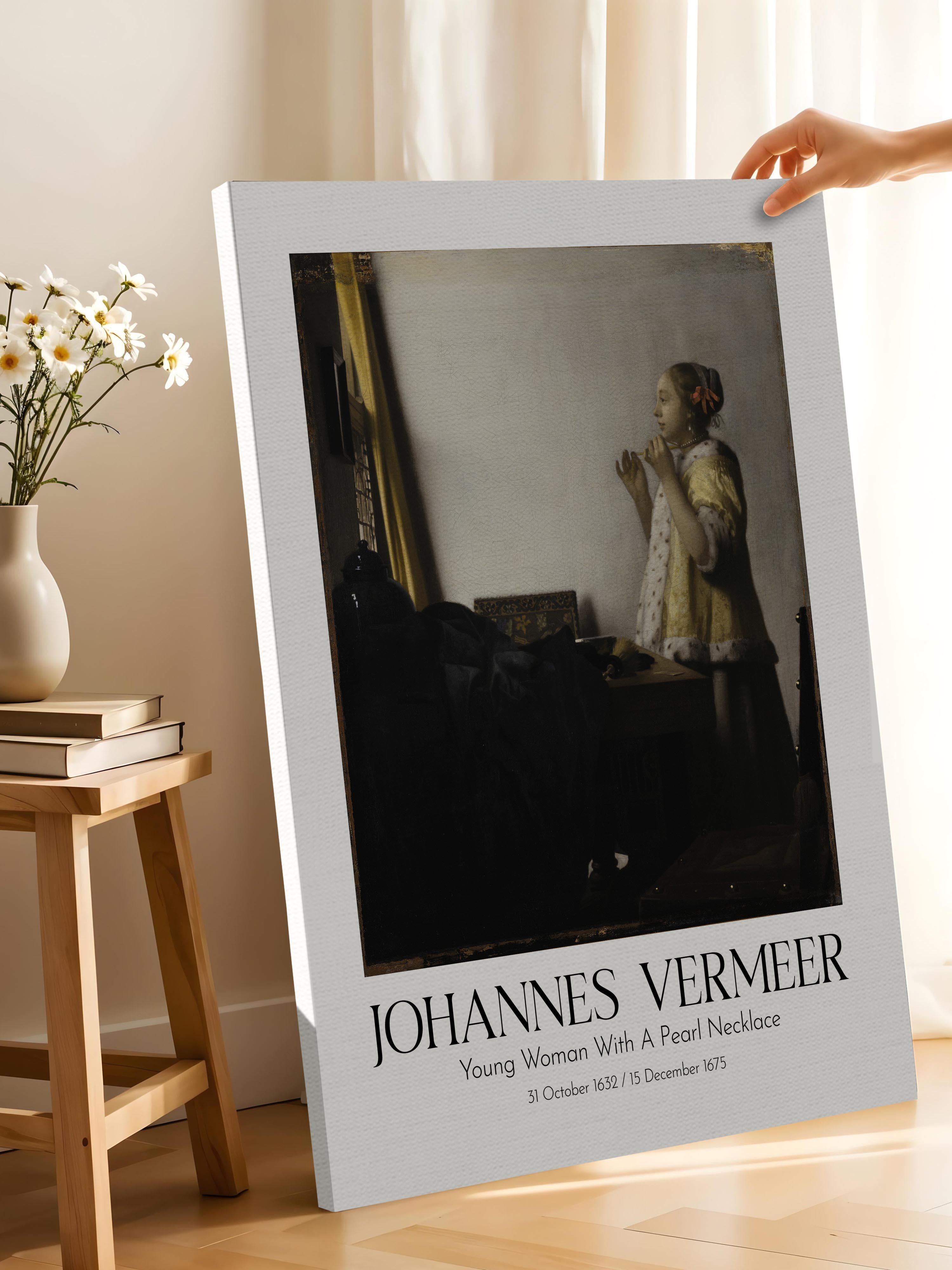 Johannes Vermeer - Young Woman With A Pearl Necklace, Kanvas Tablo, Sanat Serisi NO:110362