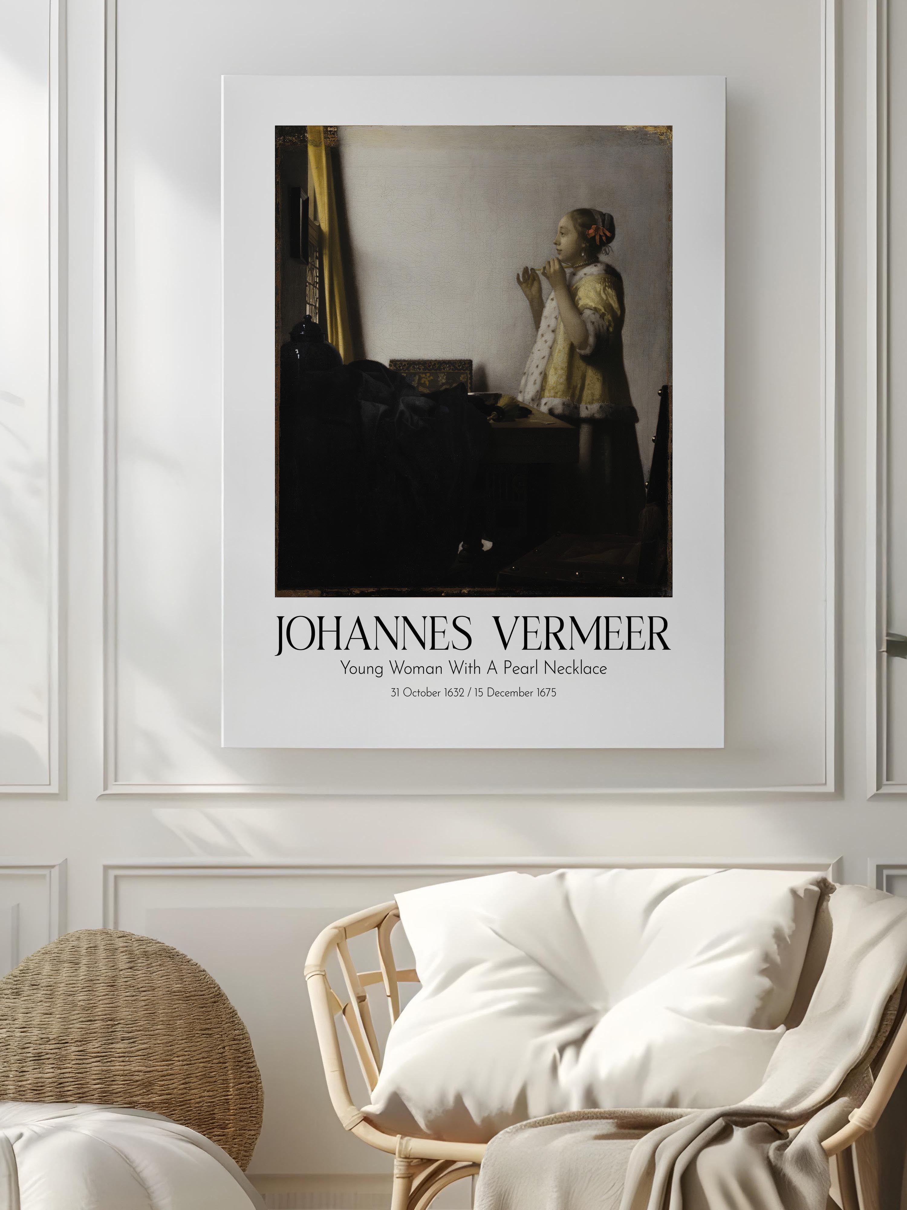 Johannes Vermeer - Young Woman With A Pearl Necklace, Kanvas Tablo, Sanat Serisi NO:110362