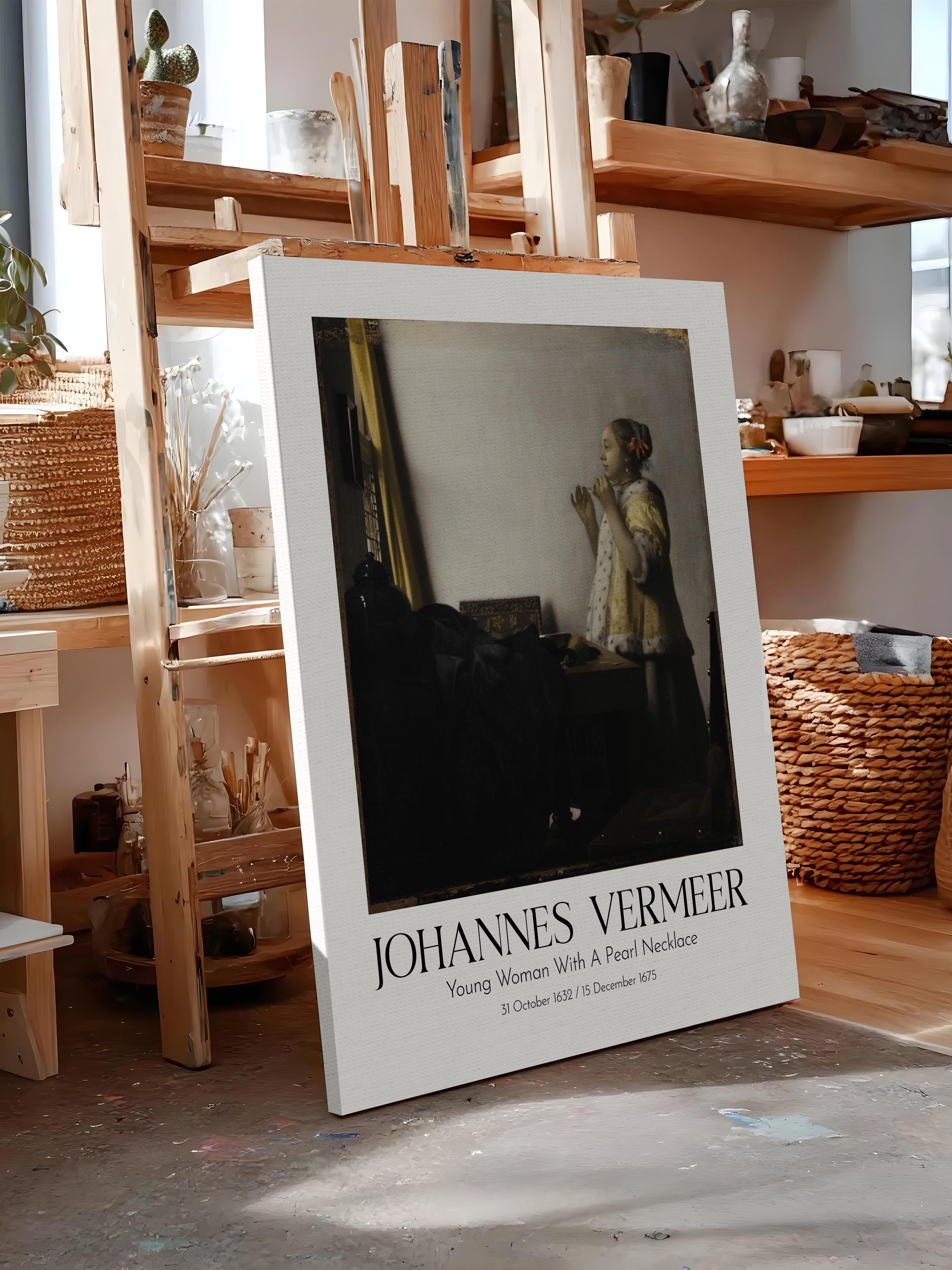 Johannes Vermeer - Young Woman With A Pearl Necklace, Kanvas Tablo, Sanat Serisi NO:110362