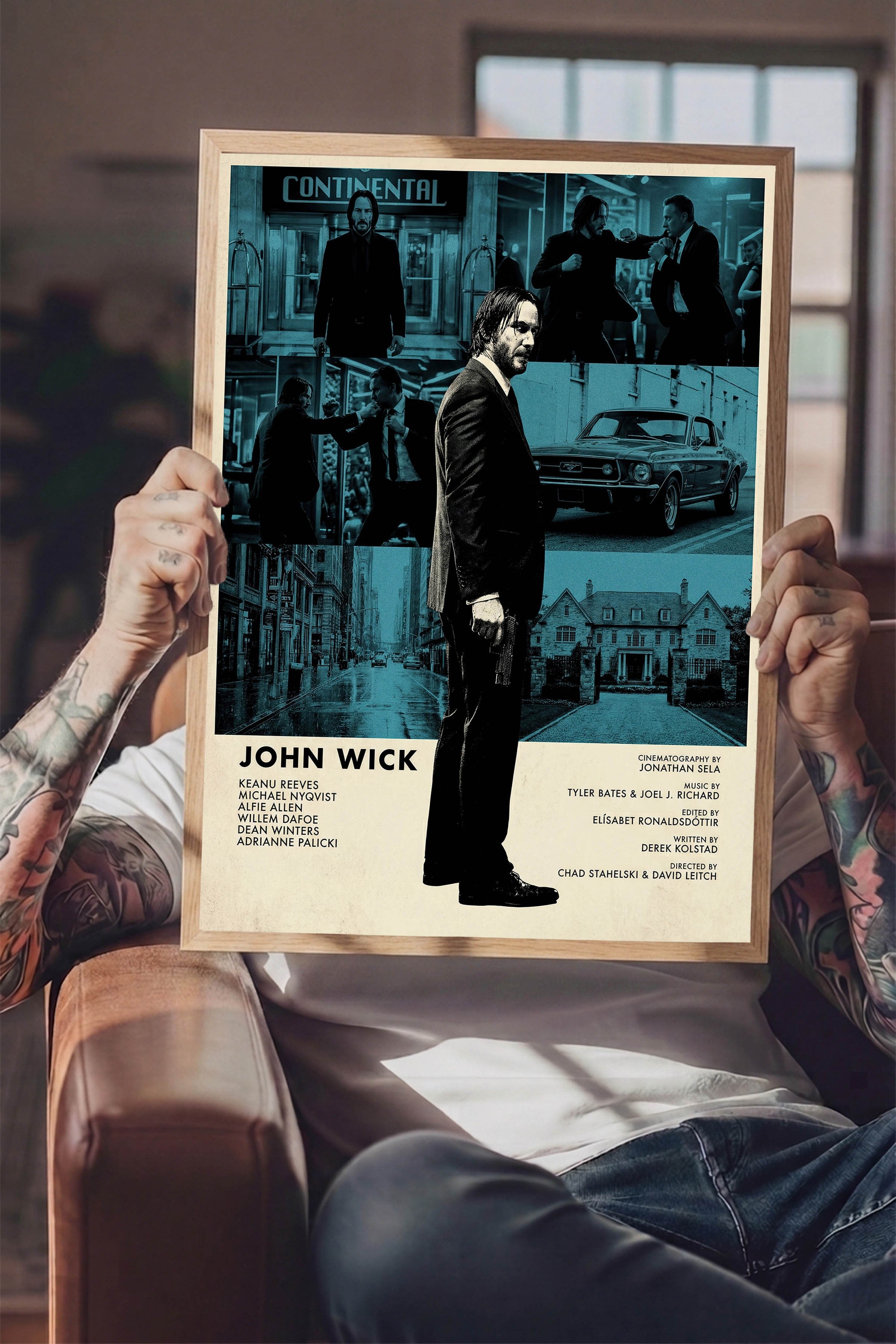 John Wick Ahşap Çerçeveli Poster, Sinema ve Dizi Tablo, Film Dizi Afişleri NO:112834