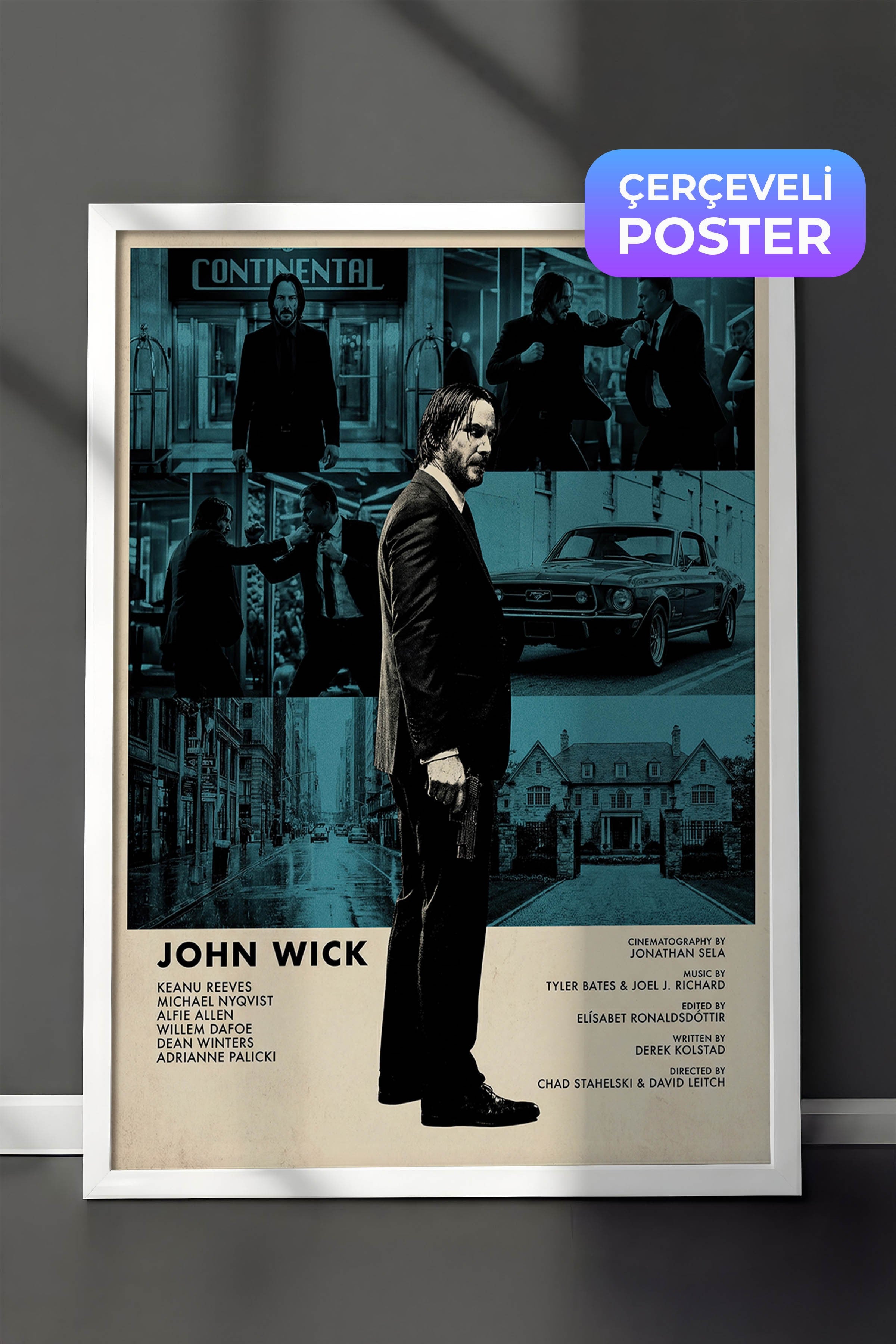 John Wick Beyaz Çerçeveli Poster, Sinema ve Dizi Tablo, Film Dizi Afişleri NO:112834