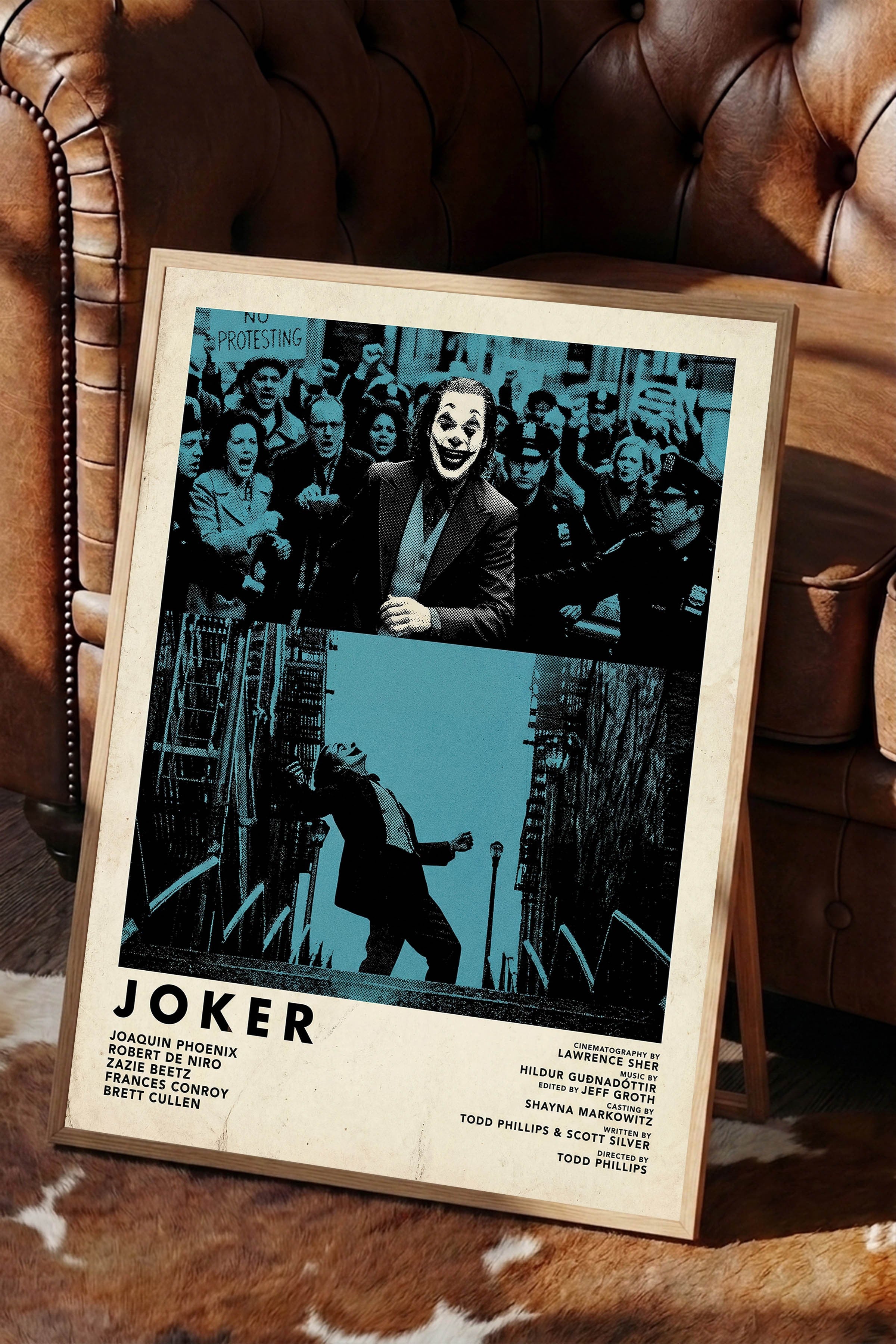 Joker Ahşap Çerçeveli Poster, Sinema ve Dizi Tablo, Film Dizi Afişleri NO:112811