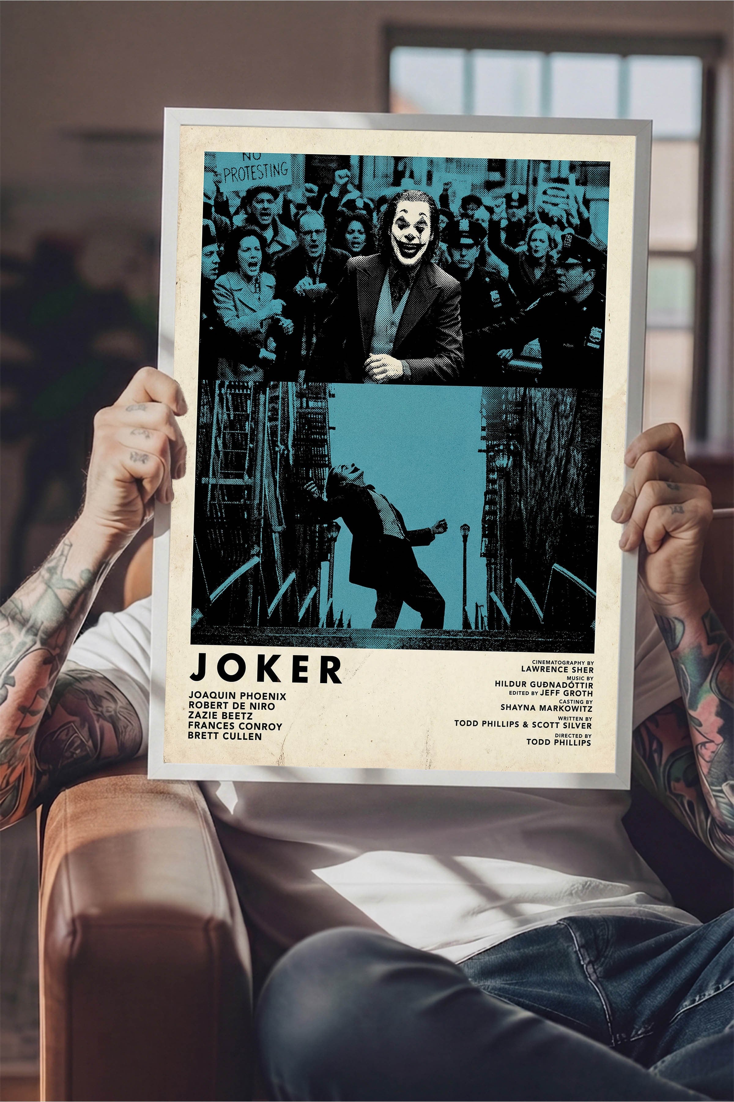 Joker Beyaz Çerçeveli Poster, Sinema ve Dizi Tablo, Film Dizi Afişleri NO:112811