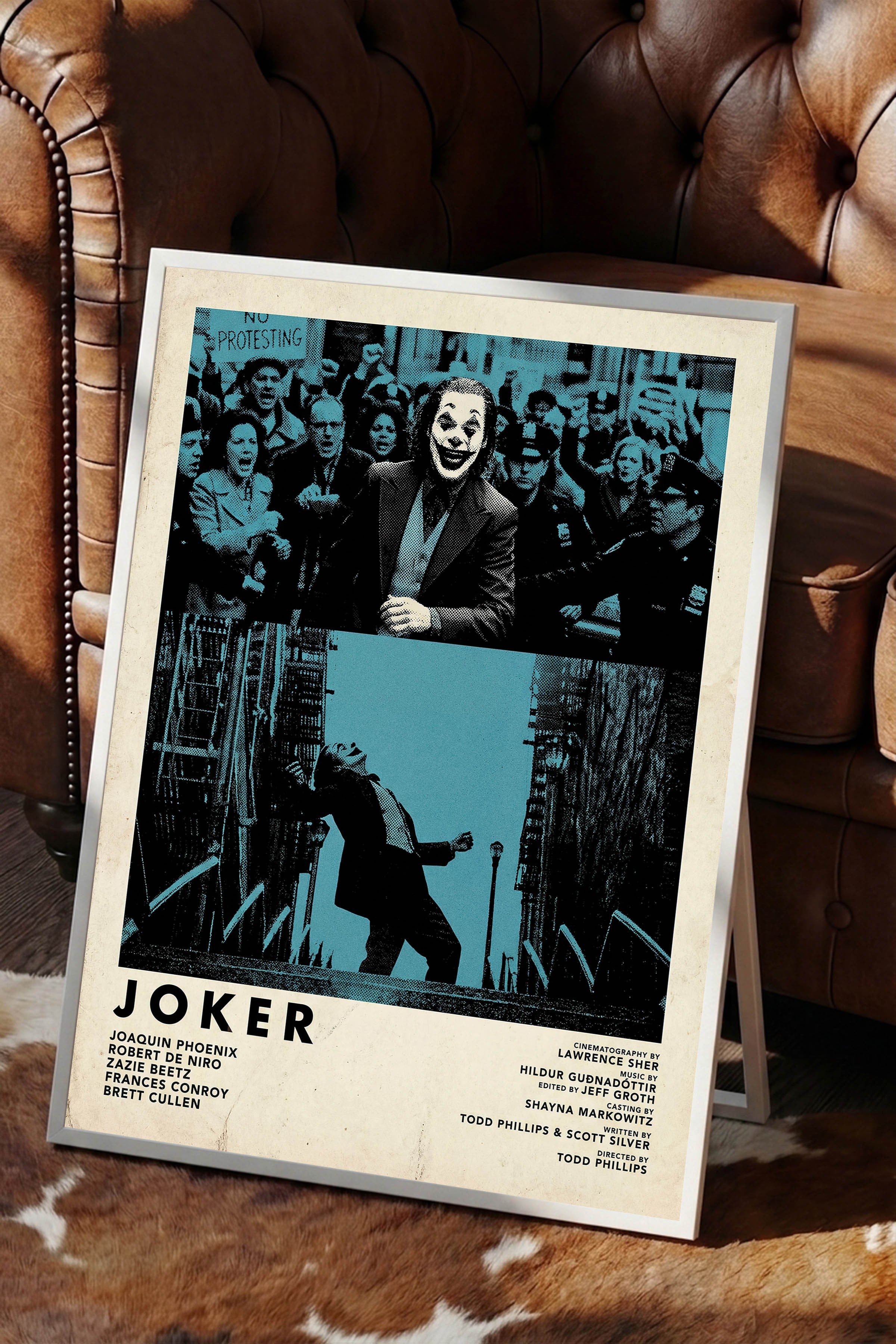 Joker Beyaz Çerçeveli Poster, Sinema ve Dizi Tablo, Film Dizi Afişleri NO:112811