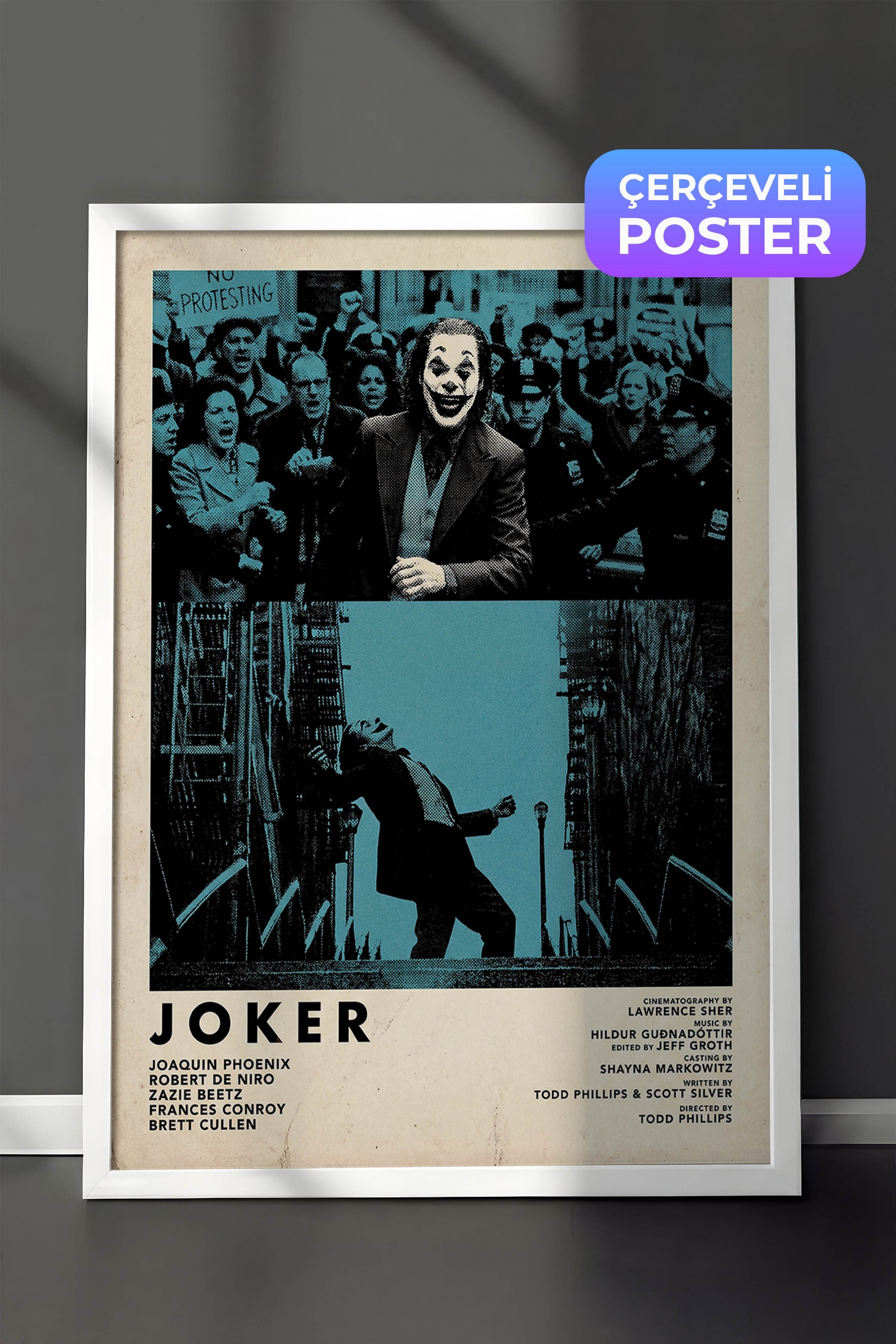 Joker Beyaz Çerçeveli Poster, Sinema ve Dizi Tablo, Film Dizi Afişleri NO:112811