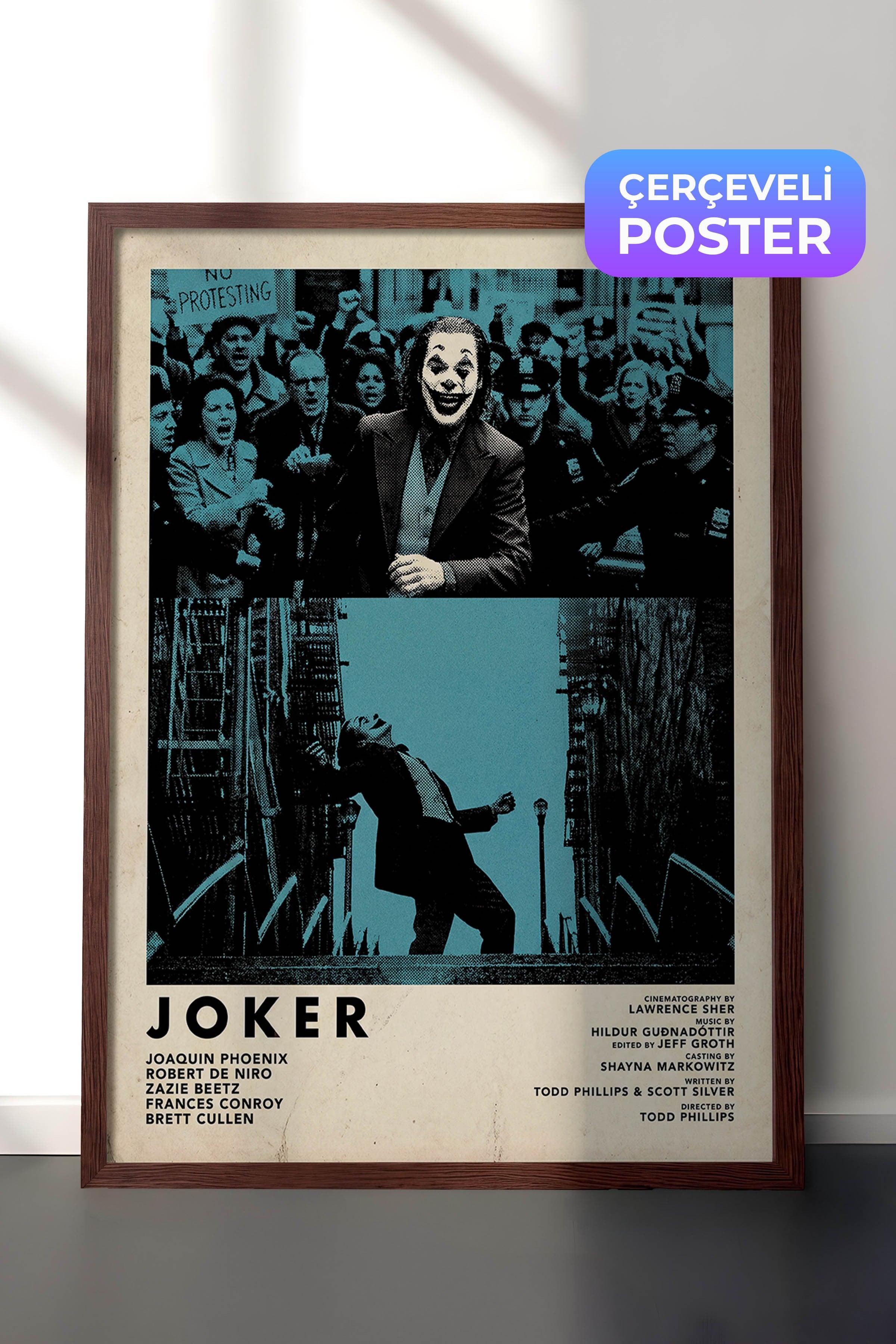 Joker Kahverengi Çerçeveli Poster, Sinema ve Dizi Tablo, Film Dizi Afişleri NO:112811