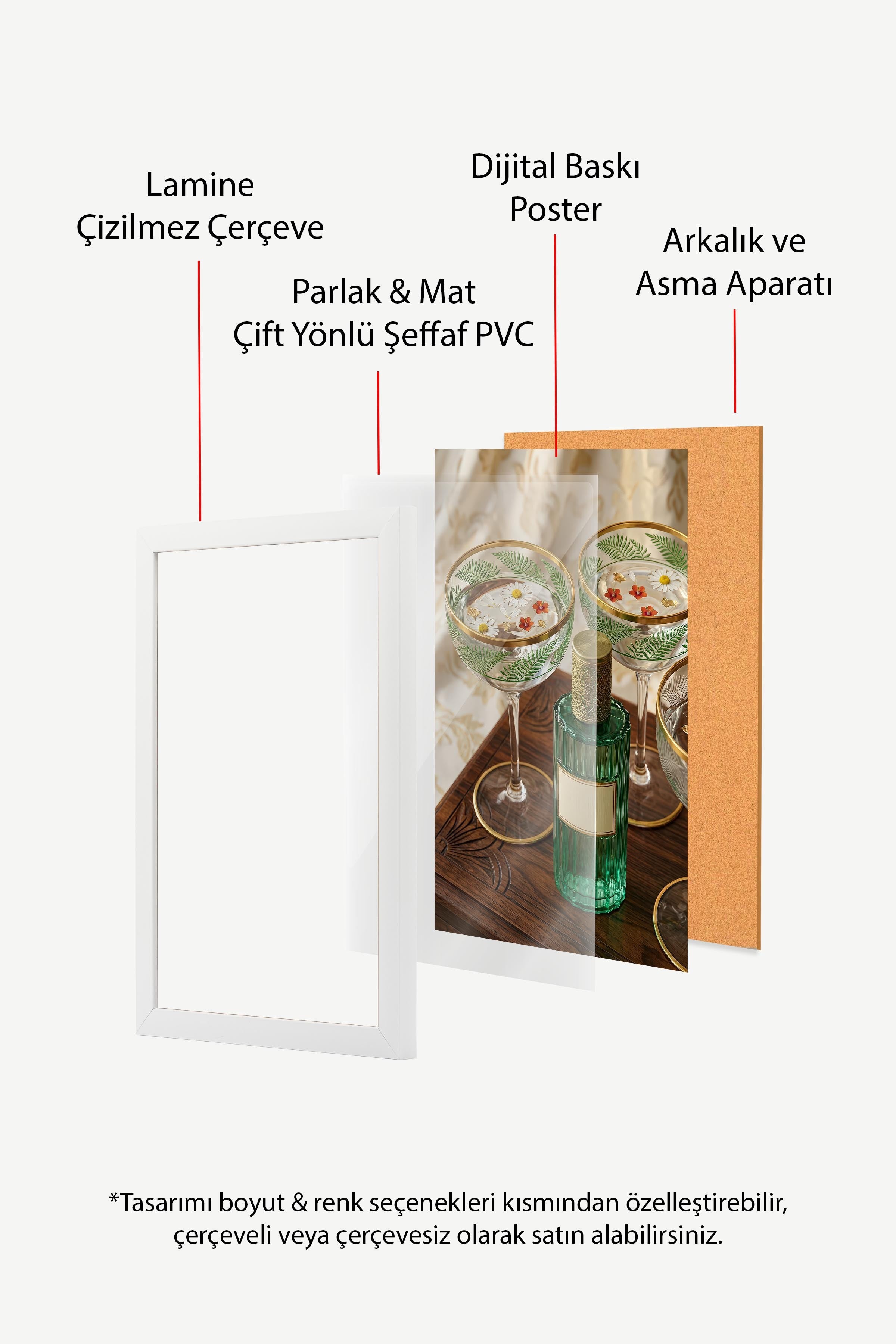 Kadeh ve Şişe Posteri, Beyaz Çerçeveli Poster, Old Money Serisi, NO:113206