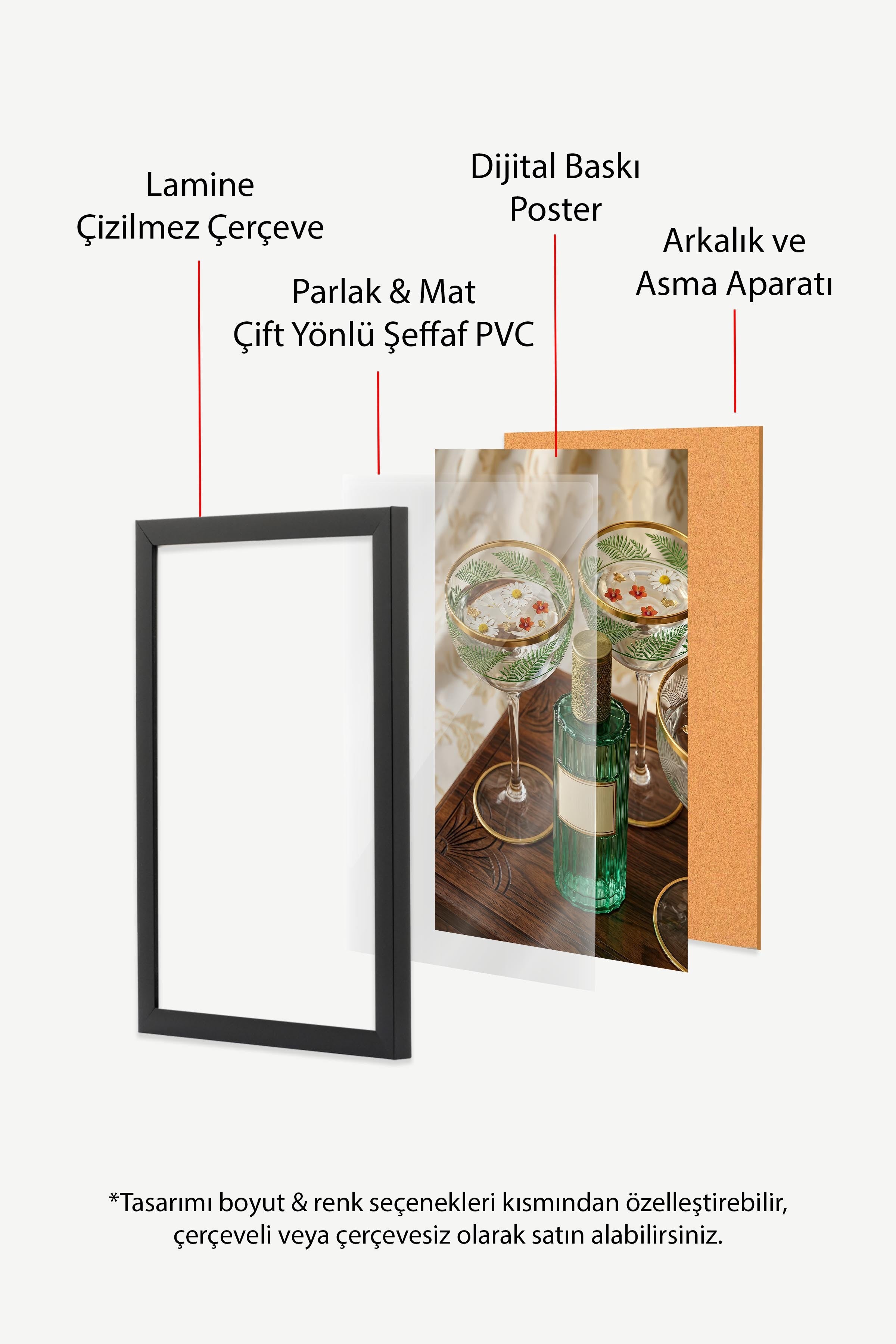 Kadeh ve Şişe Posteri, Siyah Çerçeveli Poster, Old Money Serisi, NO:113206