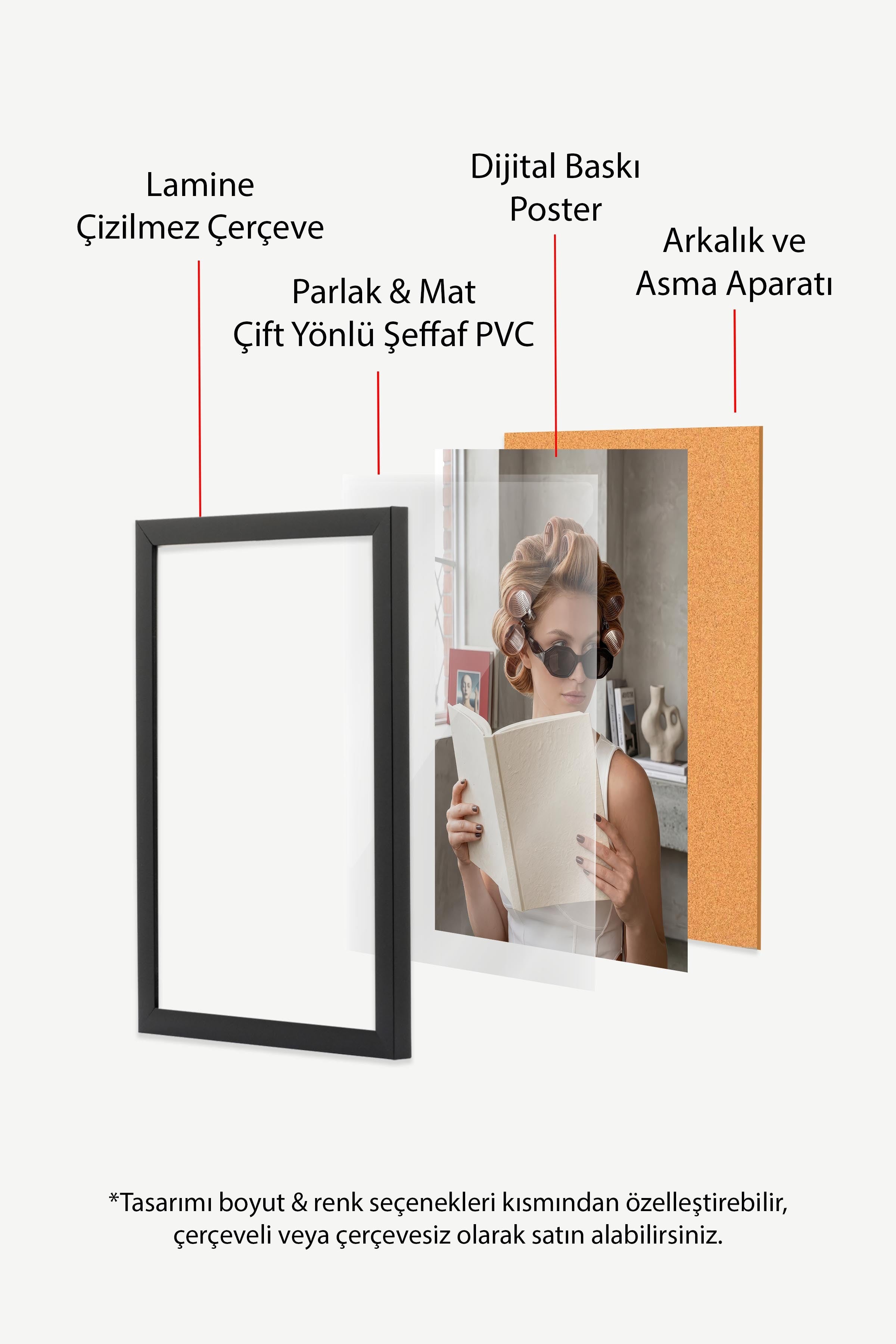 Kadın ve Kitap Posteri, Siyah Çerçeveli Poster, Old Money Serisi, NO:113133