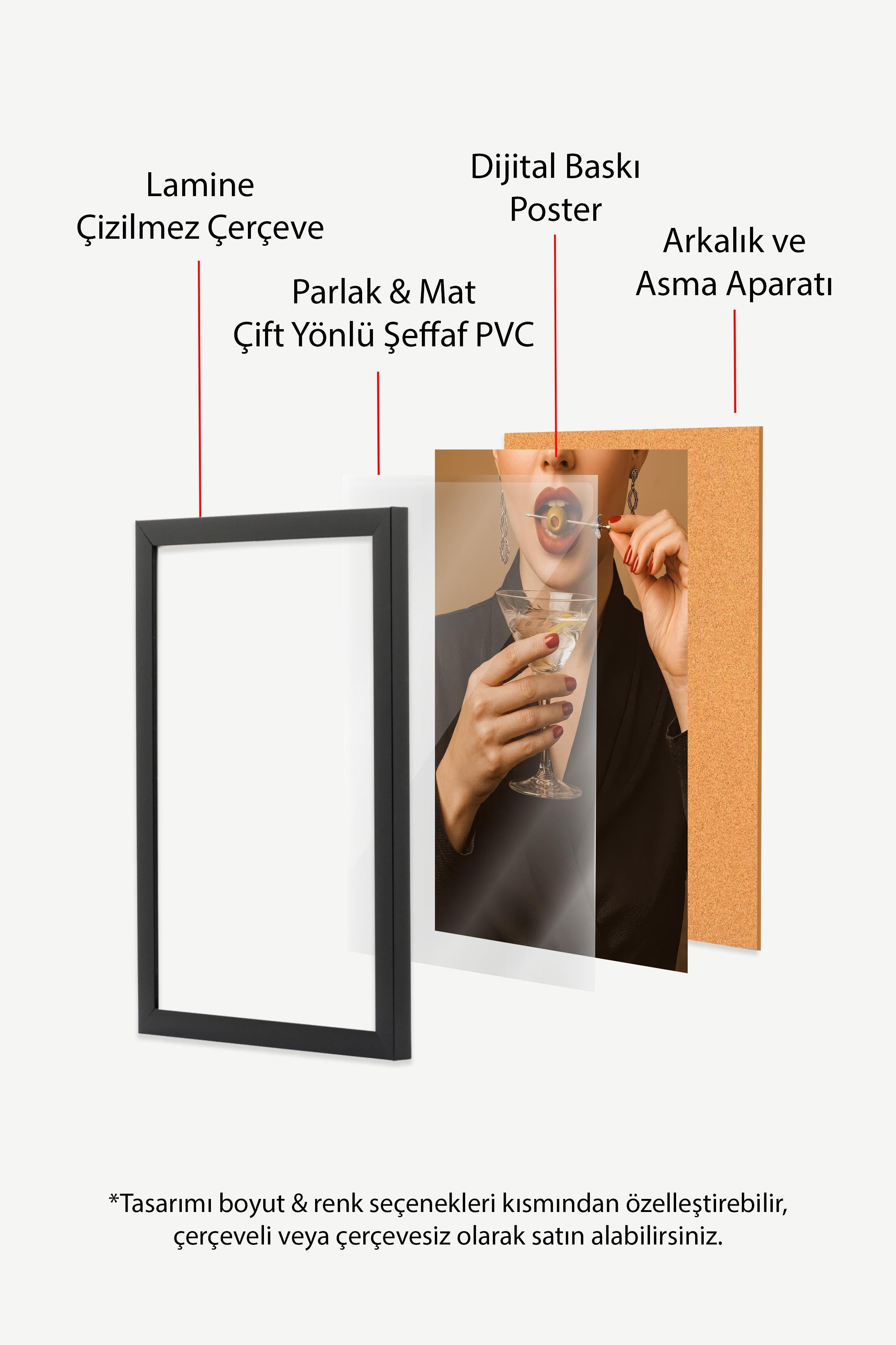 Kadın ve Kokteyl Posteri, Siyah Çerçeveli Poster, Old Money Serisi, NO:113134