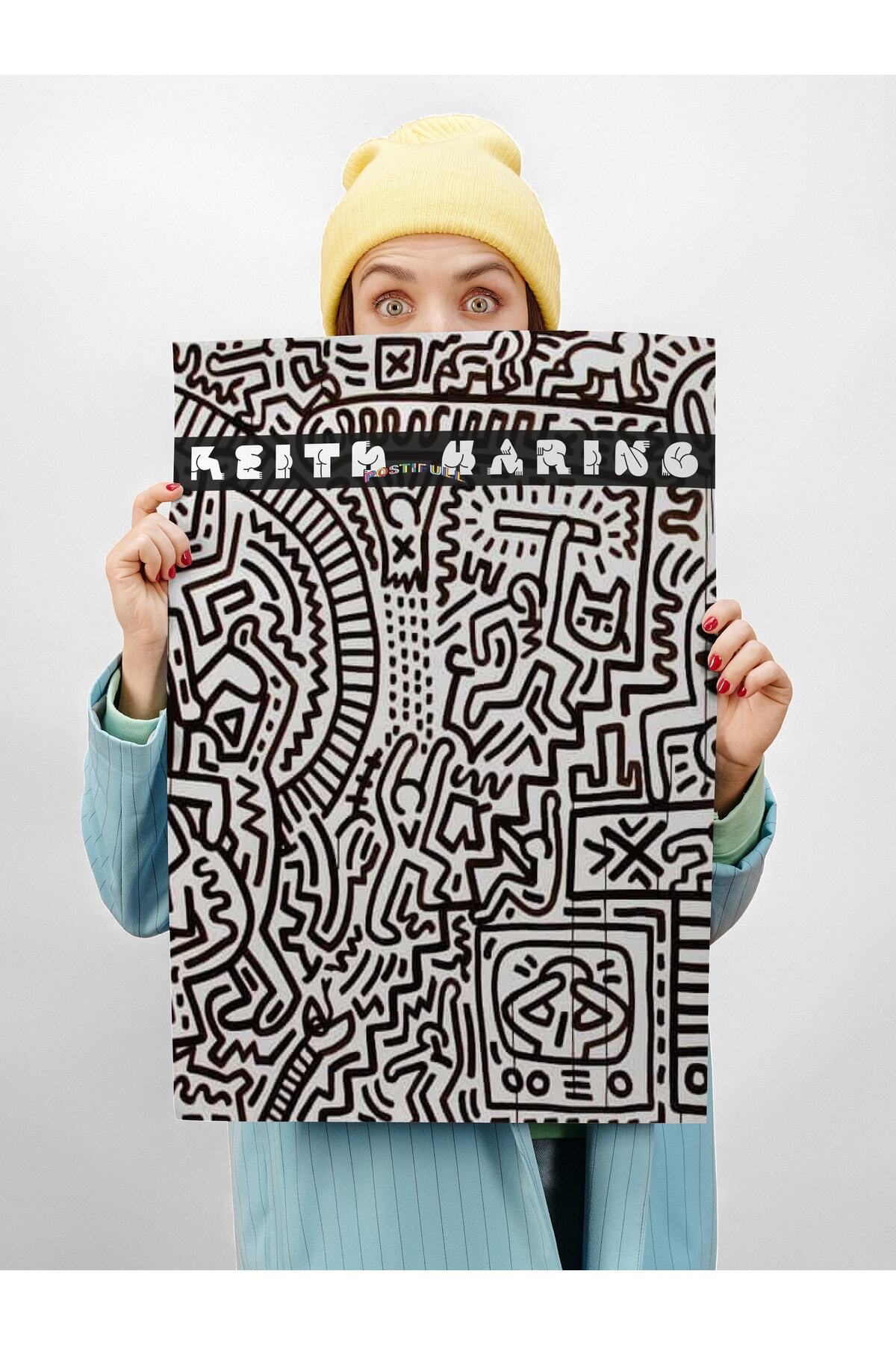 Keith Haring Tasarım Poster - Modern Sanat Duvar Posteri - Çerçevesiz Poster - Sanat Serisi