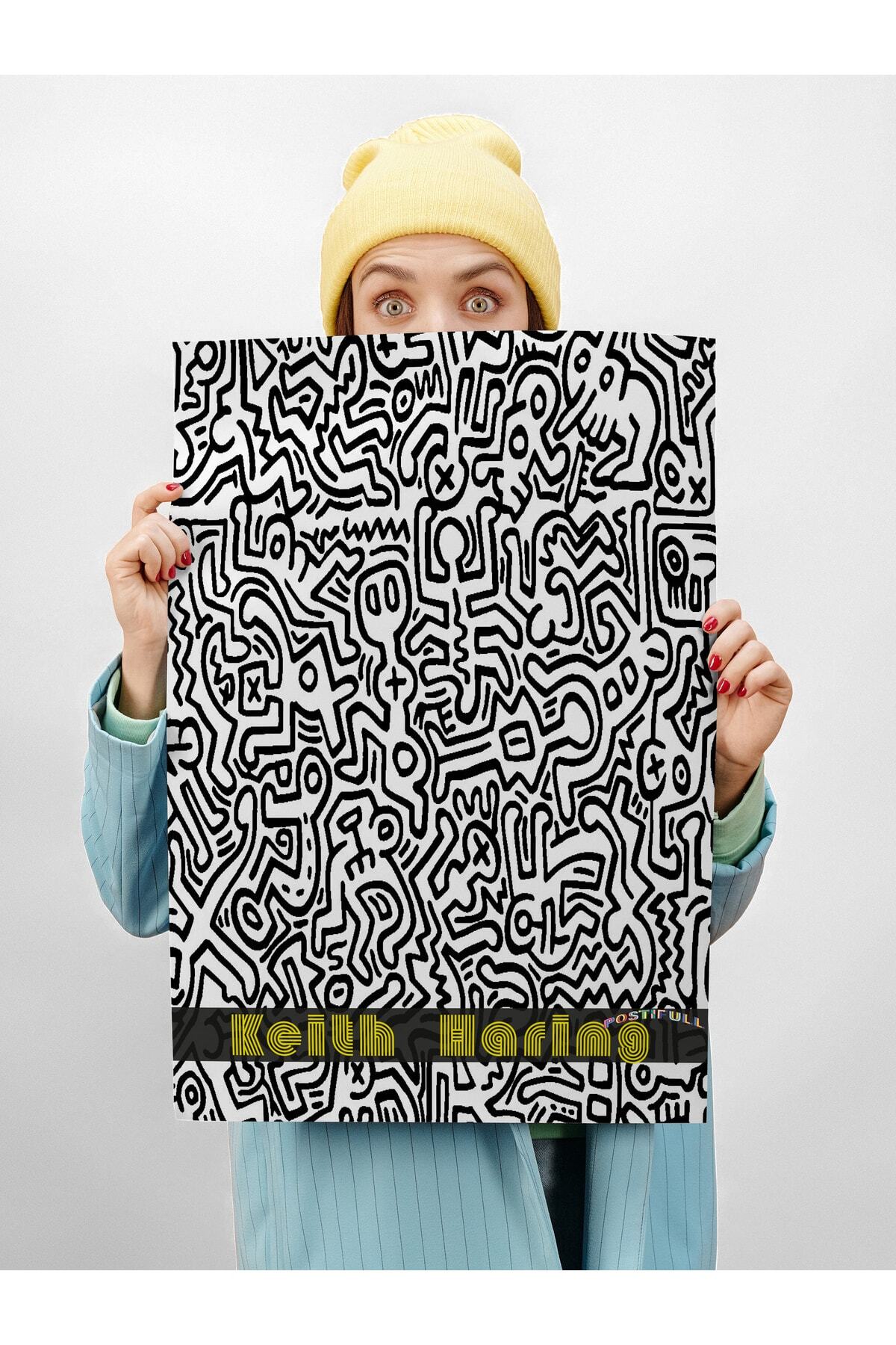 Keith Haring Tasarım Poster - Modern Sanat Duvar Posteri - Çerçevesiz Poster - Sanat Serisi