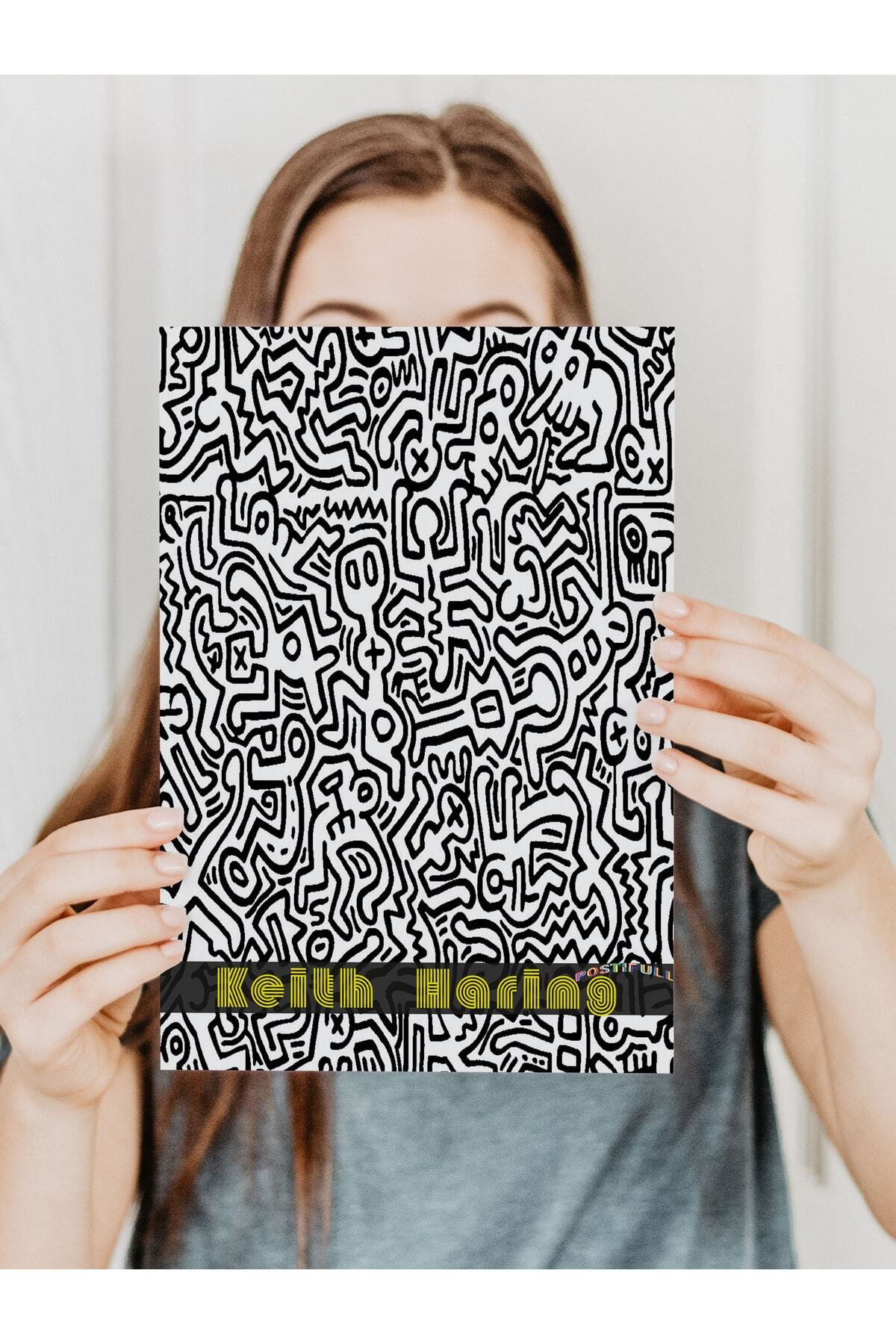 Keith Haring Tasarım Poster - Modern Sanat Duvar Posteri - Çerçevesiz Poster - Sanat Serisi