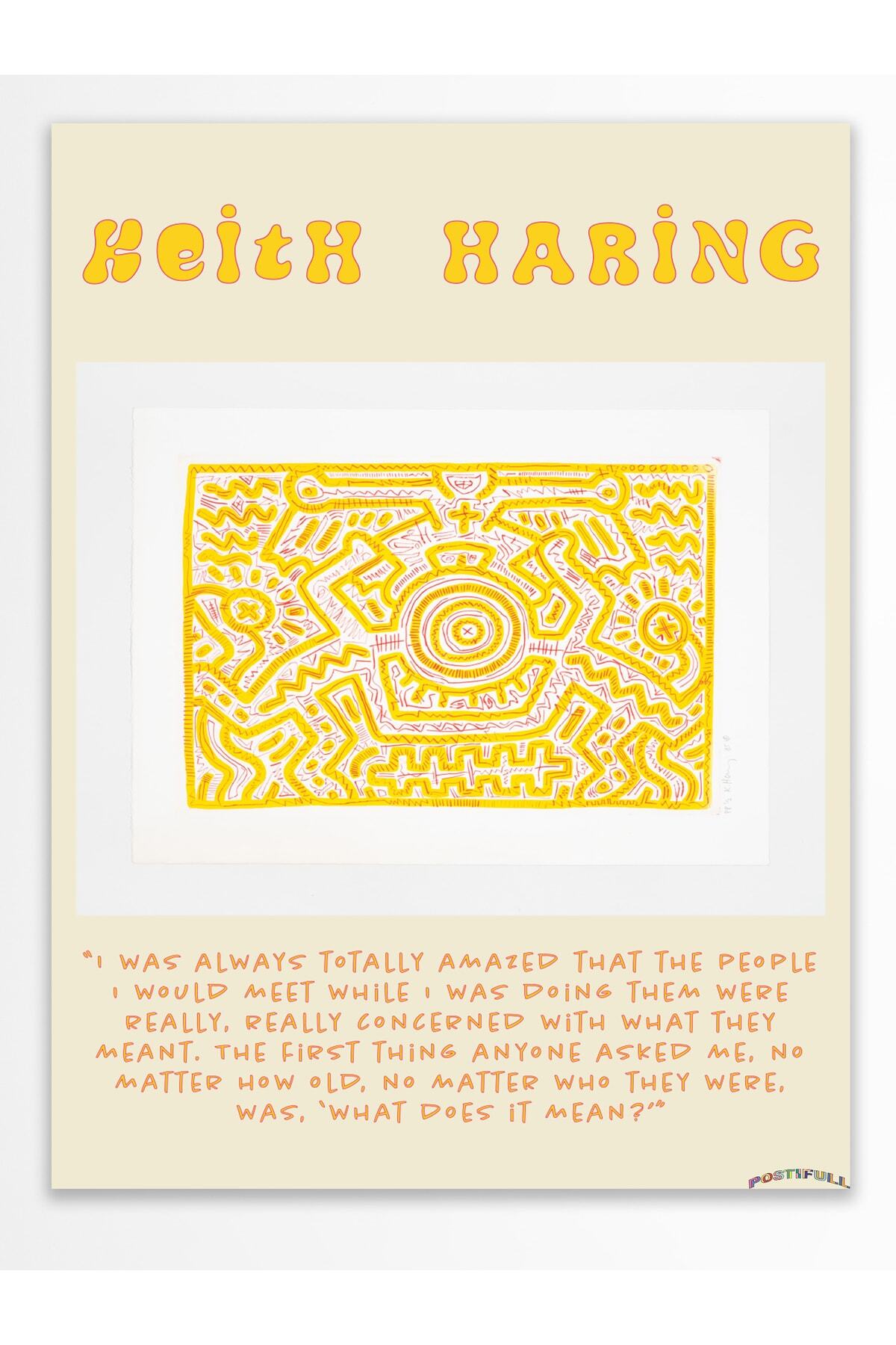 Keith Haring Tasarım Poster - Modern Sanat Duvar Posteri - Çerçevesiz Poster - Sanat Serisi