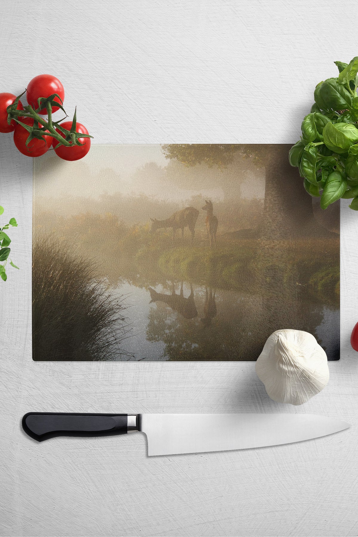 Kesme Tahtası, Kalın Ve Kırılmaz Cam Baskı - Doğa Temalı - 21*30cm - Doğrama Tahtası, Mutfak Dekoru