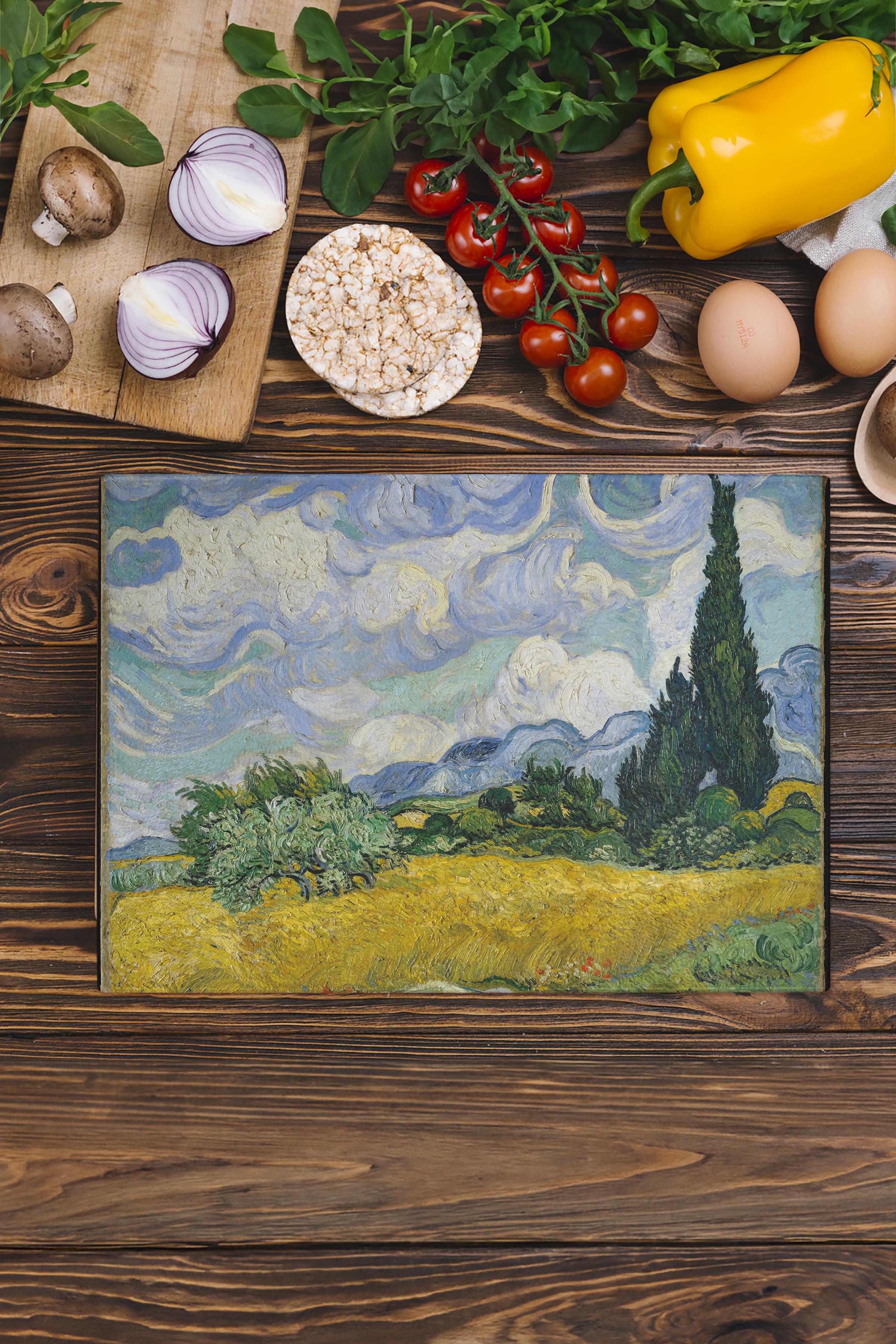 Kesme Tahtası, Yeni Nesil Doğrama Tahtası Cam, Sanat Serisi, Kalın ve Temperli Kırılmaz Cam, 21*30cm