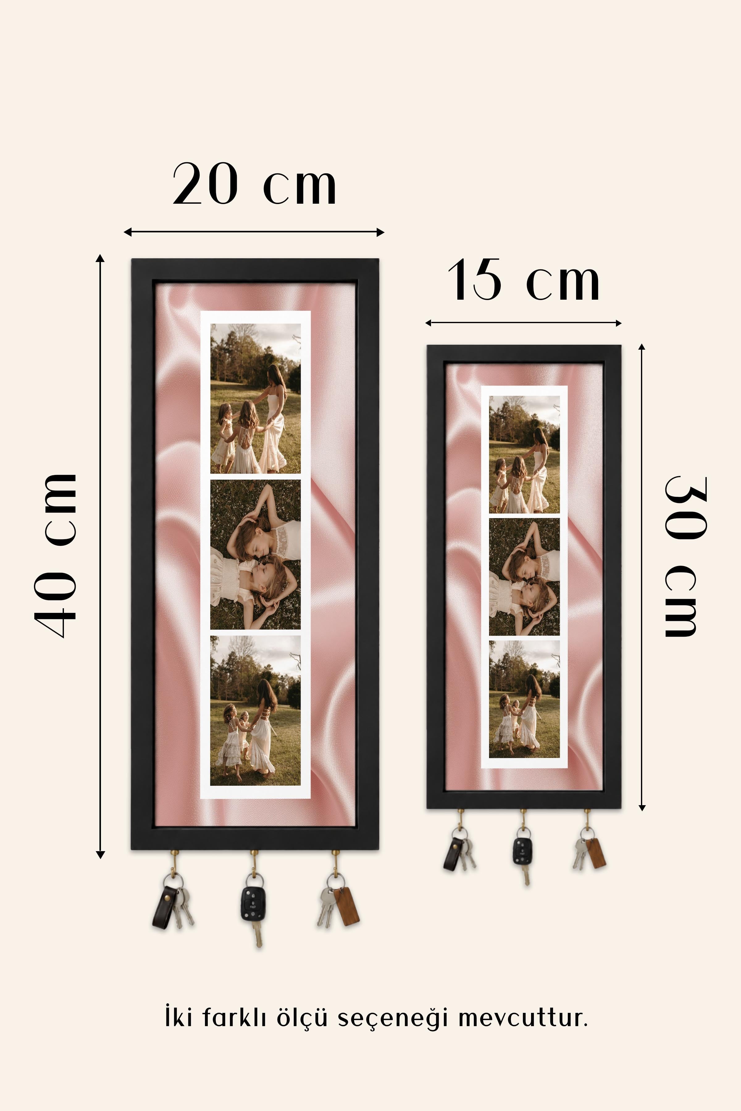 Kişiye Özel Tablo Anahtarlık, Photobooth Stili Bej Fotoğraf Çerçevesi, Vintage Duvar Dekoru