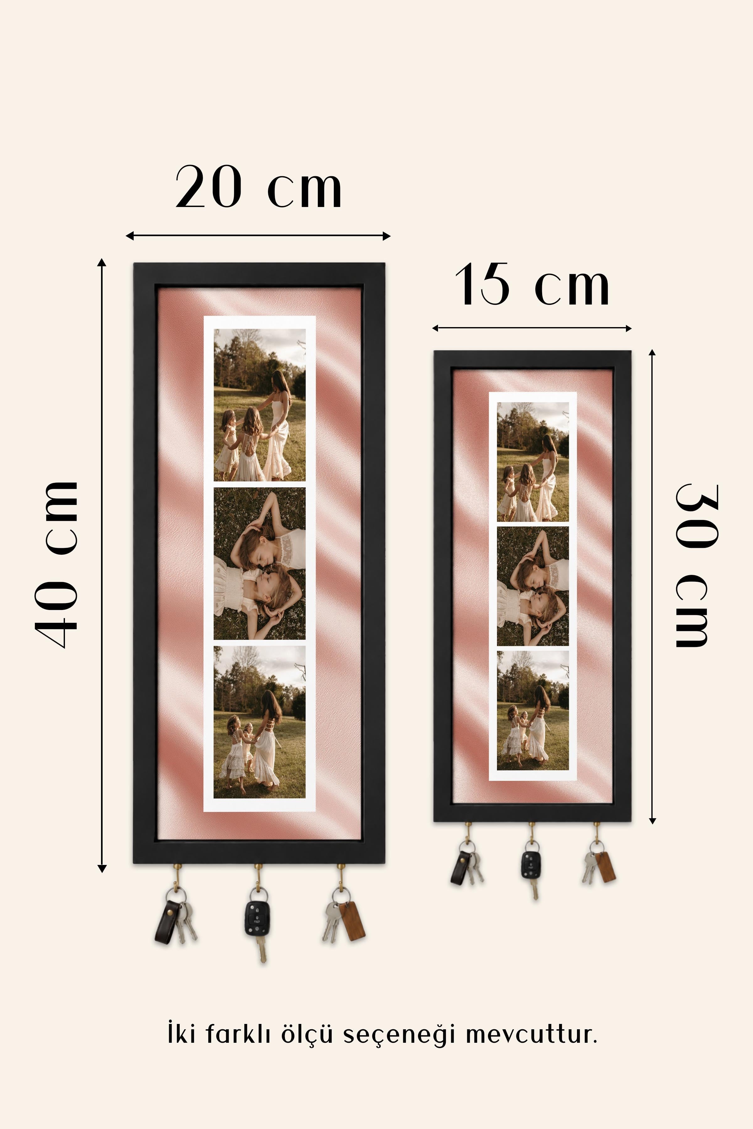 Kişiye Özel Tablo Anahtarlık, Photobooth Stili Bej Fotoğraf Çerçevesi, Vintage Duvar Dekoru