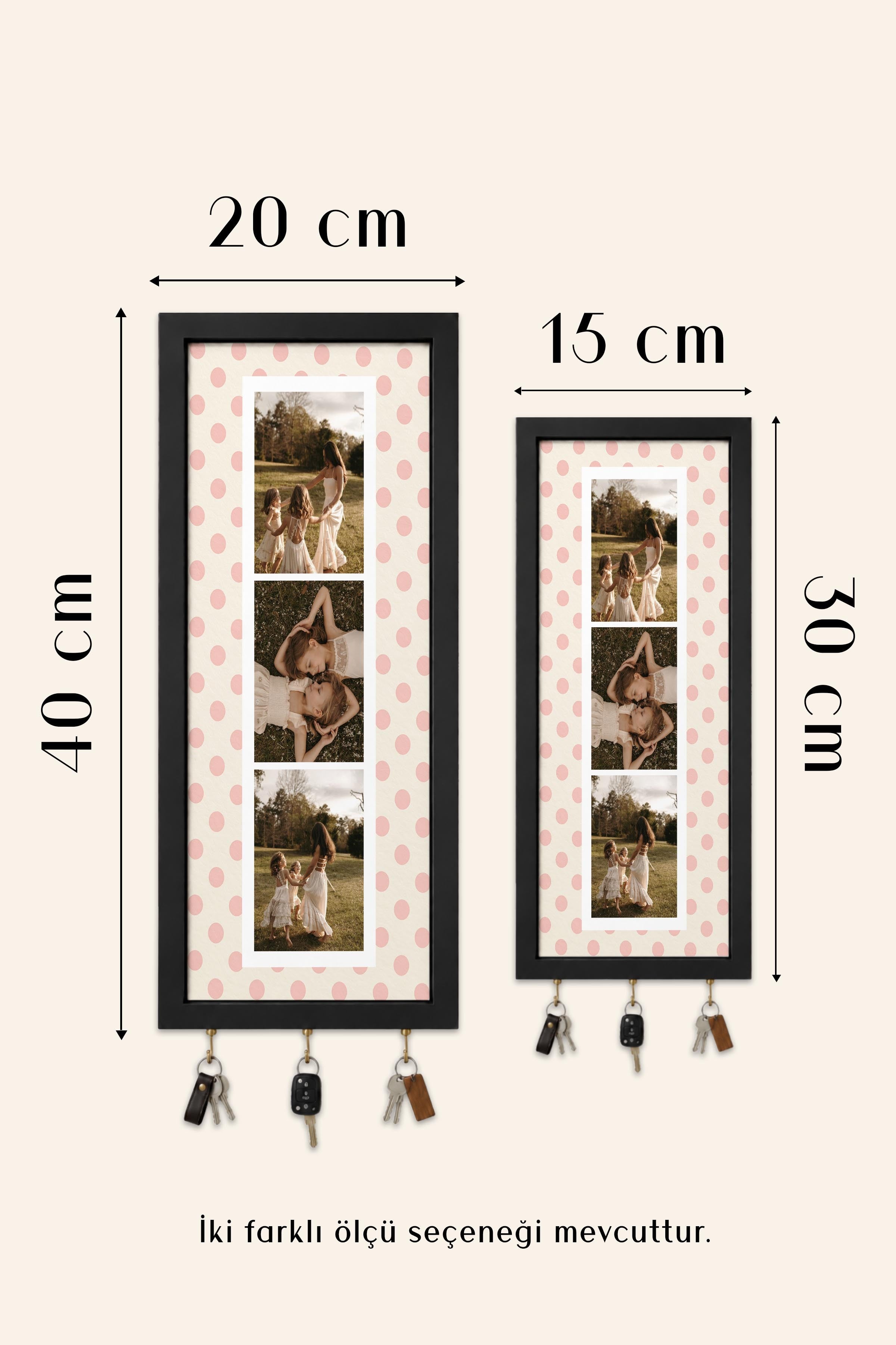 Kişiye Özel Tablo Anahtarlık, Photobooth Stili Bej Fotoğraf Çerçevesi, Vintage Duvar Dekoru