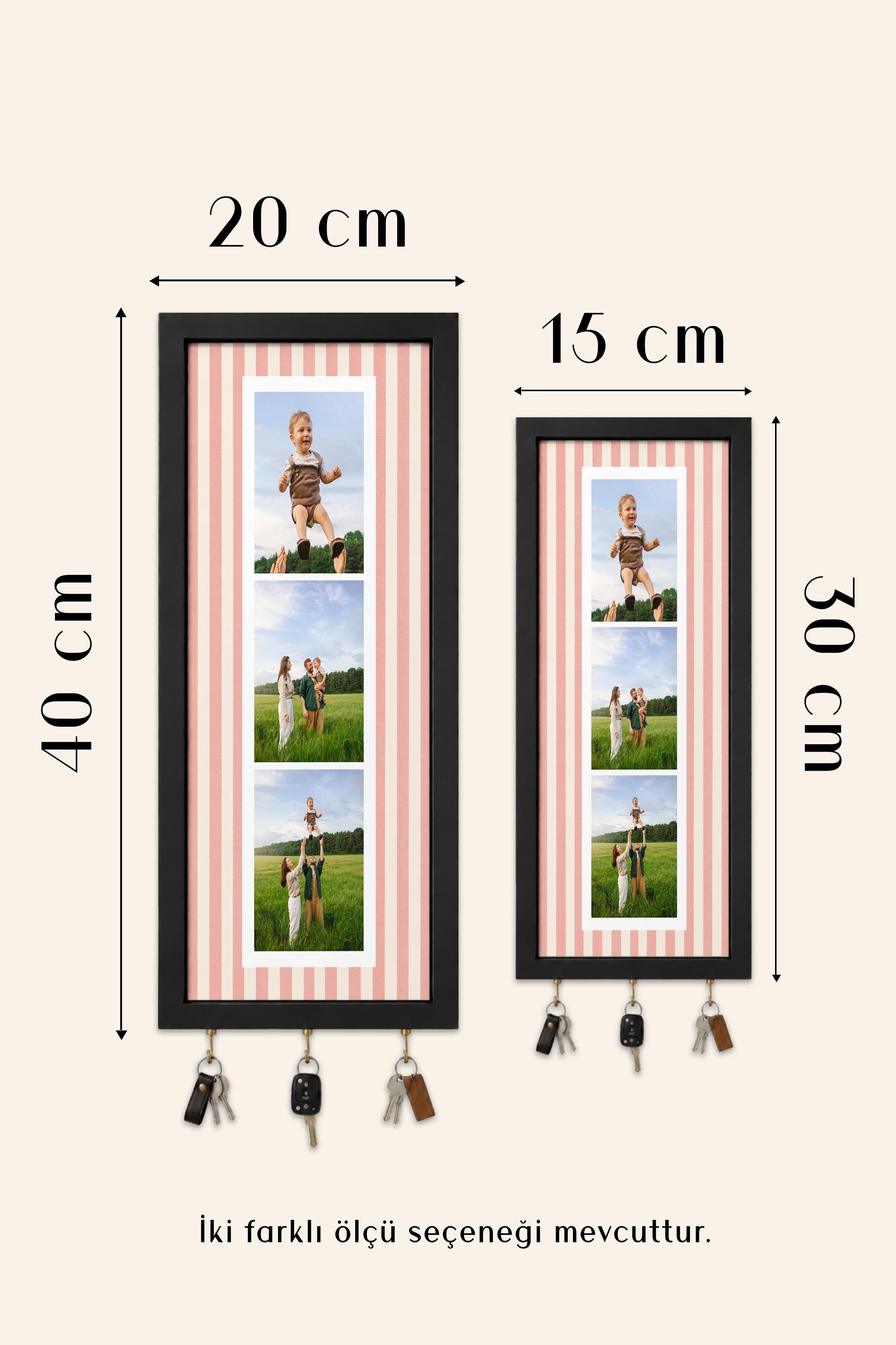 Kişiye Özel Tablo Anahtarlık, Photobooth Stili Bej Fotoğraf Çerçevesi, Vintage Duvar Dekoru