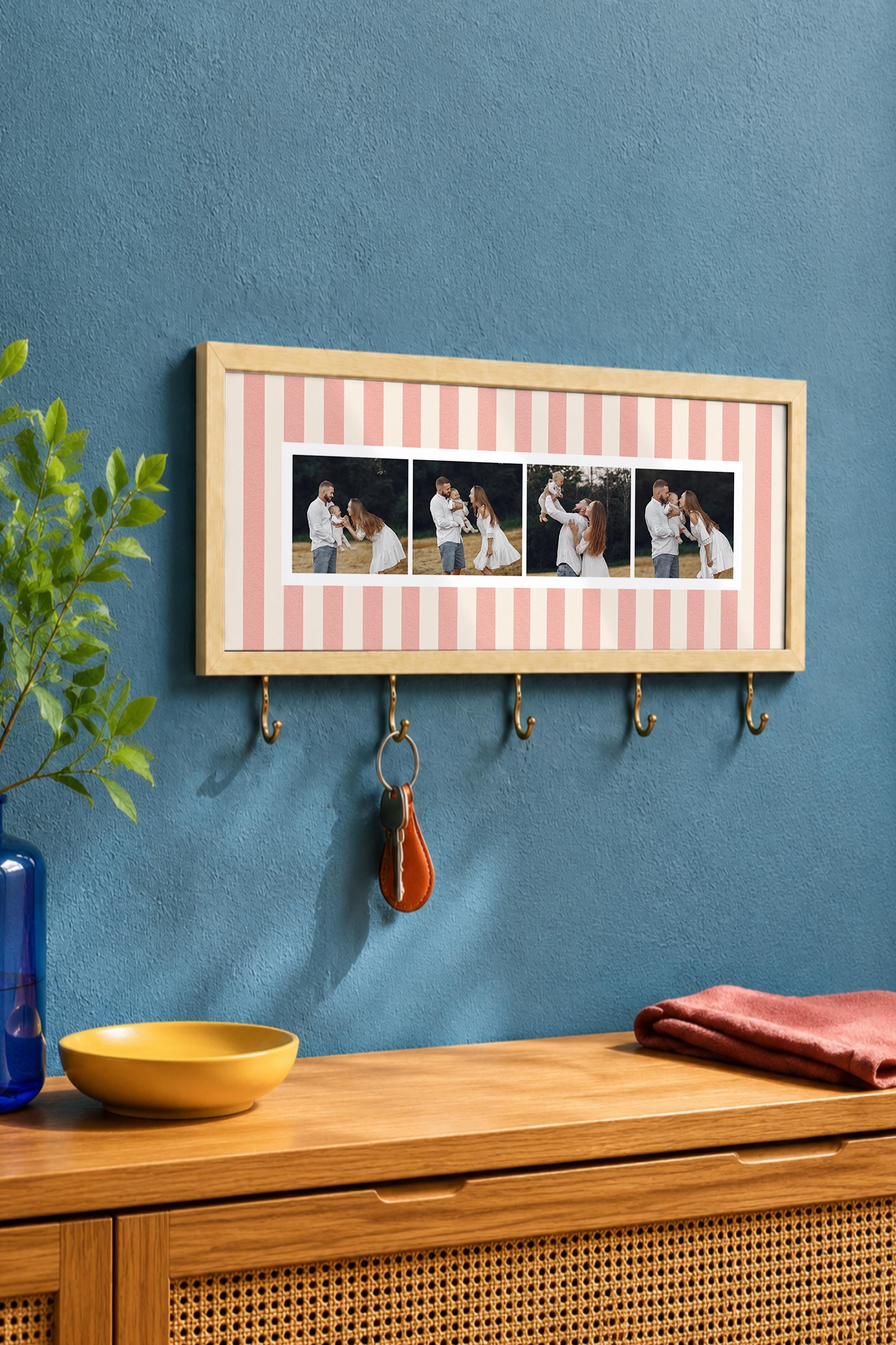 Kişiye Özel Tablo Anahtarlık, Photobooth Stili Bej Fotoğraf Çerçevesi, Vintage Duvar Dekoru