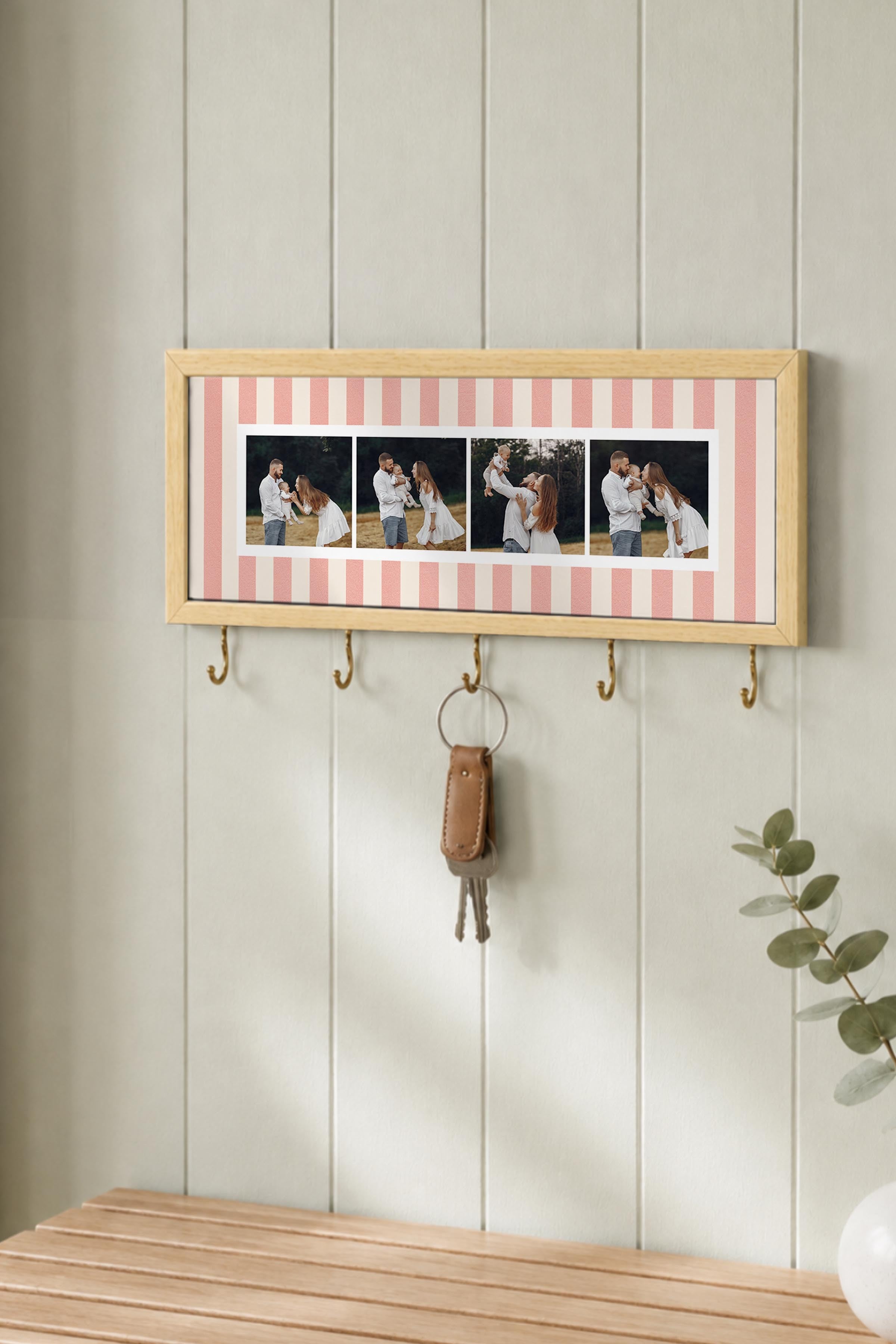 Kişiye Özel Tablo Anahtarlık, Photobooth Stili Bej Fotoğraf Çerçevesi, Vintage Duvar Dekoru