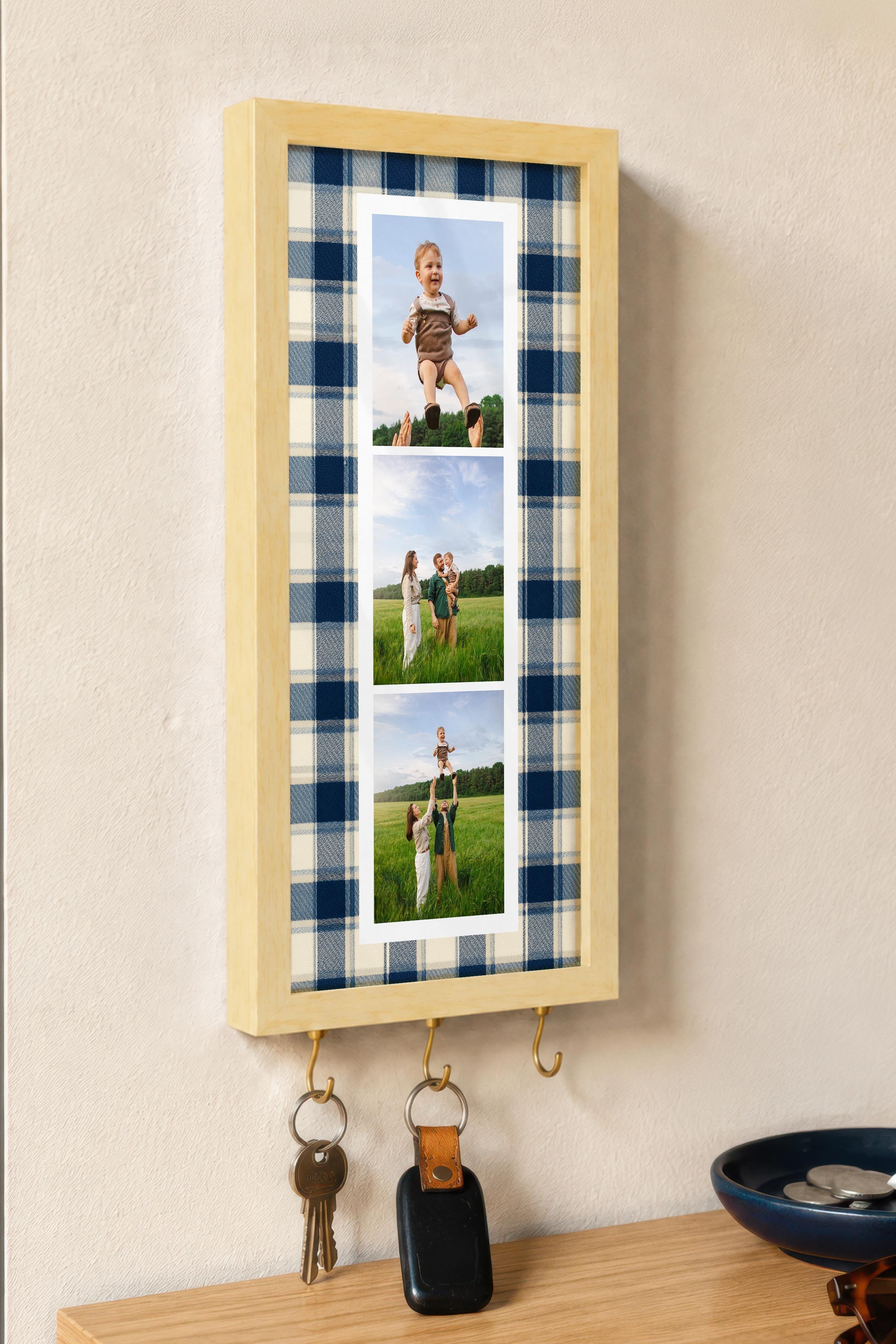 Kişiye Özel Tablo Anahtarlık, Photobooth Stili Bej Fotoğraf Çerçevesi, Vintage Duvar Dekoru