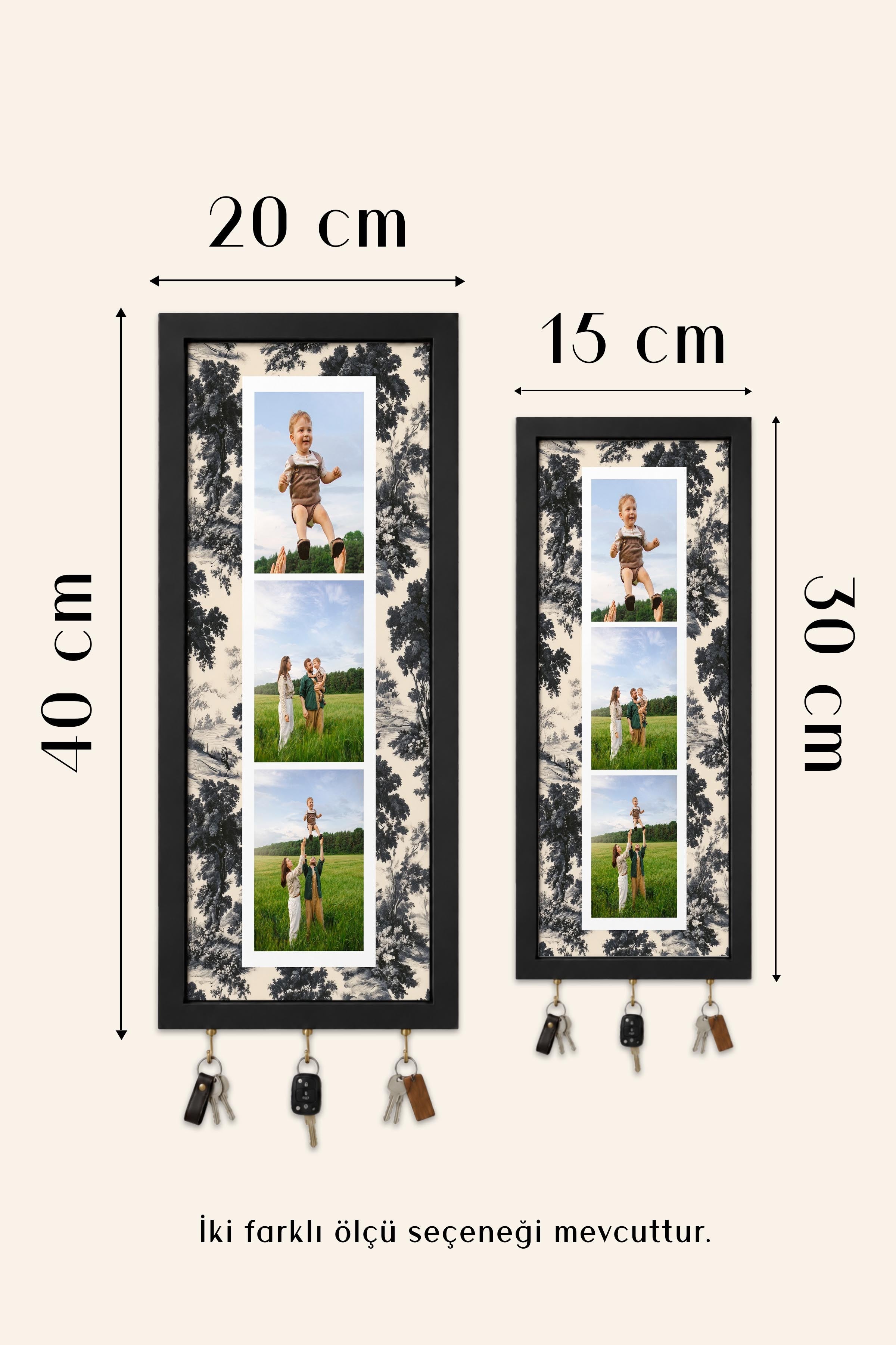 Kişiye Özel Tablo Anahtarlık, Photobooth Stili Bej Fotoğraf Çerçevesi, Vintage Duvar Dekoru