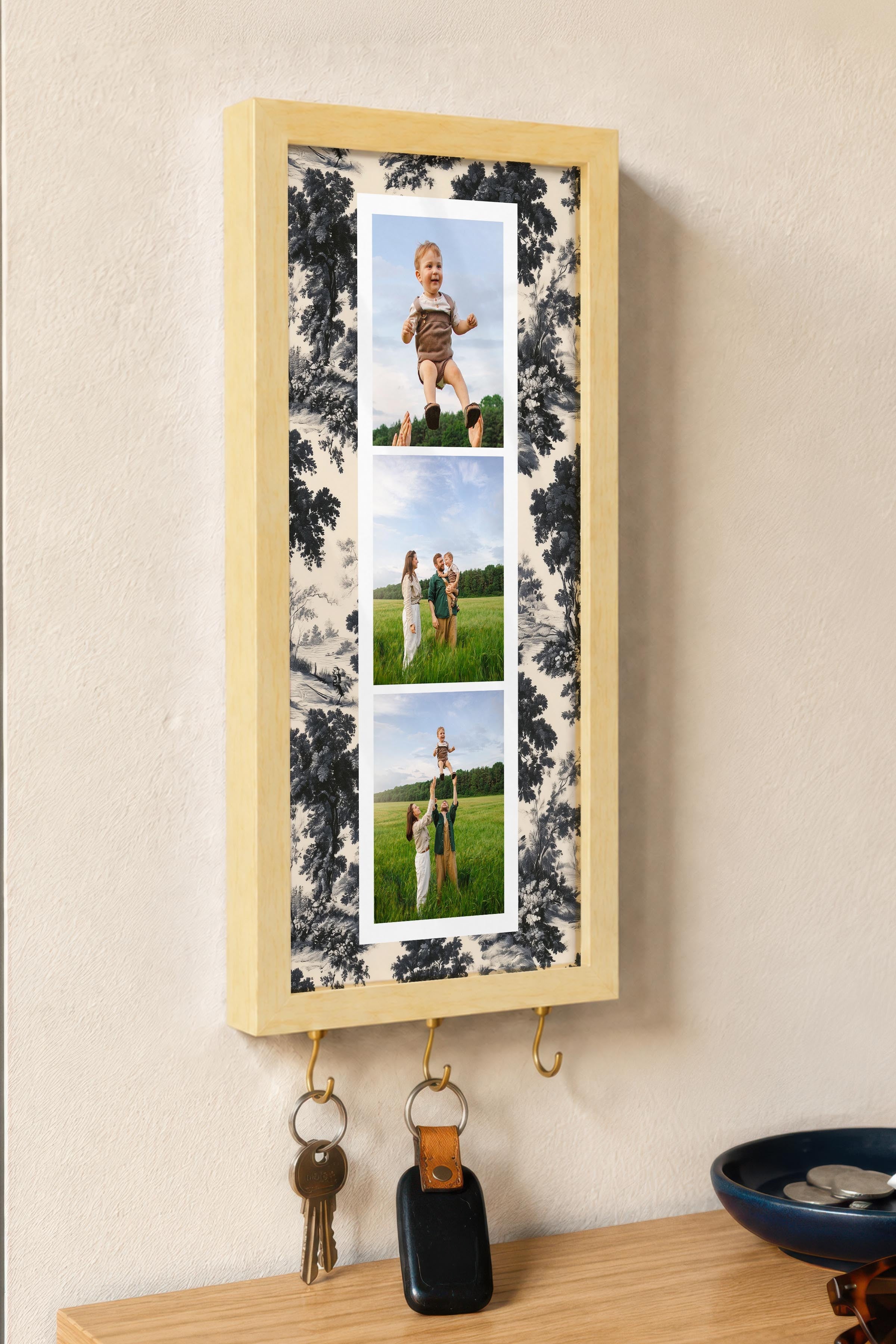 Kişiye Özel Tablo Anahtarlık, Photobooth Stili Bej Fotoğraf Çerçevesi, Vintage Duvar Dekoru