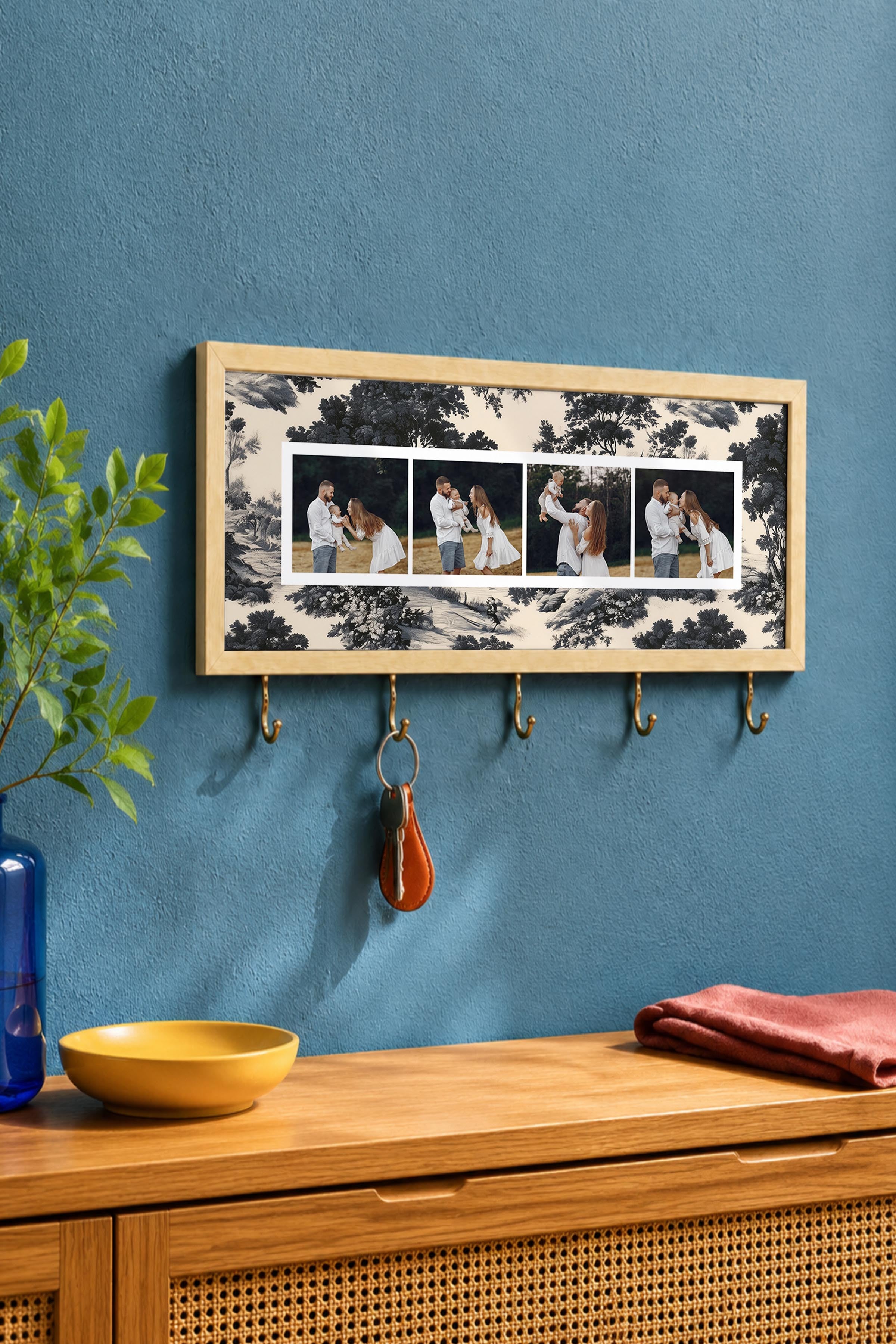 Kişiye Özel Tablo Anahtarlık, Photobooth Stili Bej Fotoğraf Çerçevesi, Vintage Duvar Dekoru