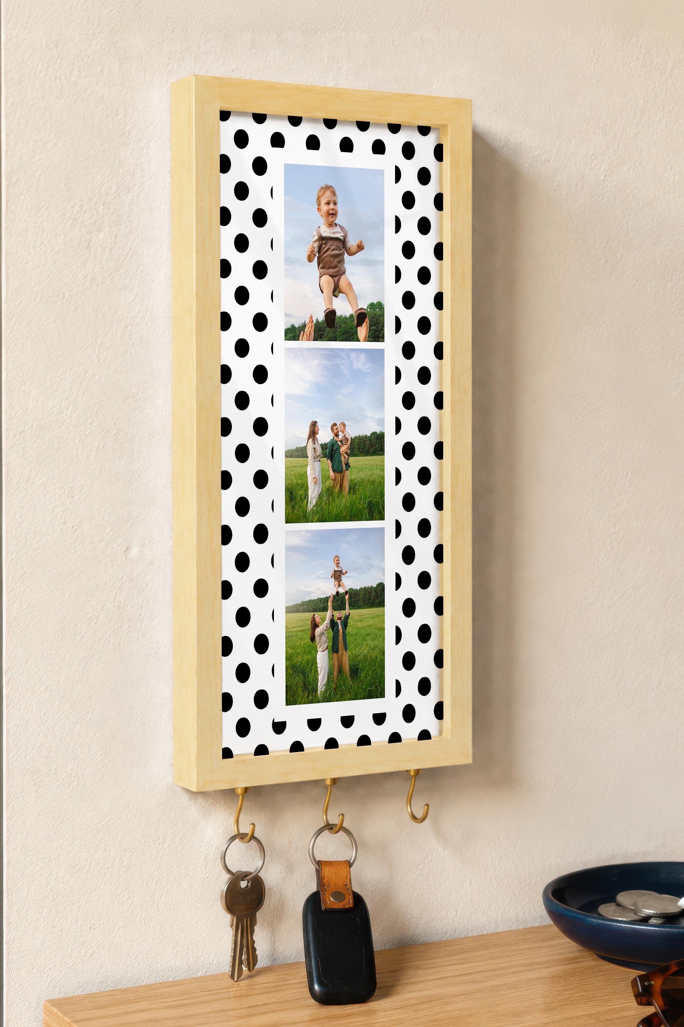 Kişiye Özel Tablo Anahtarlık, Photobooth Stili Bej Fotoğraf Çerçevesi, Vintage Duvar Dekoru