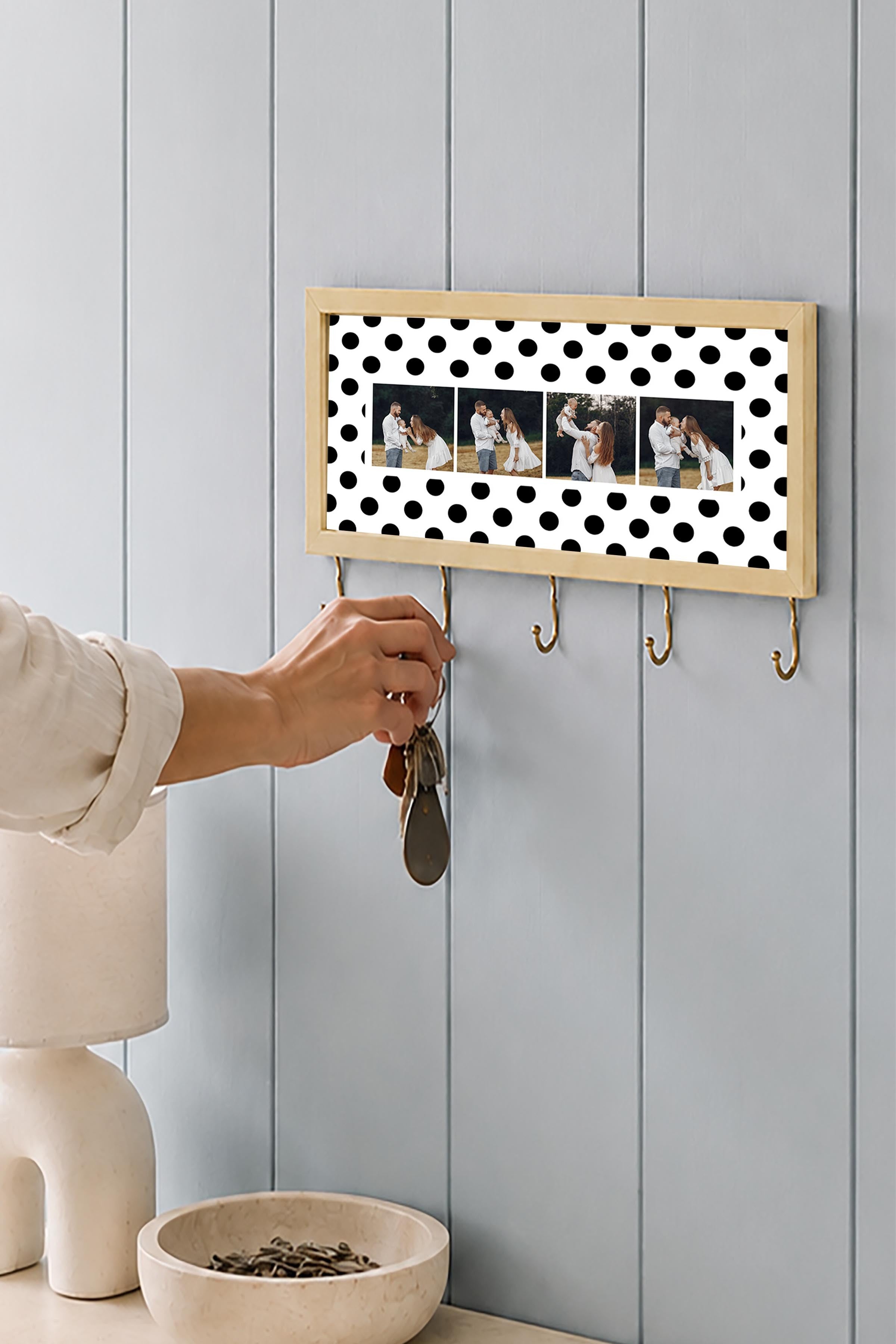 Kişiye Özel Tablo Anahtarlık, Photobooth Stili Bej Fotoğraf Çerçevesi, Vintage Duvar Dekoru