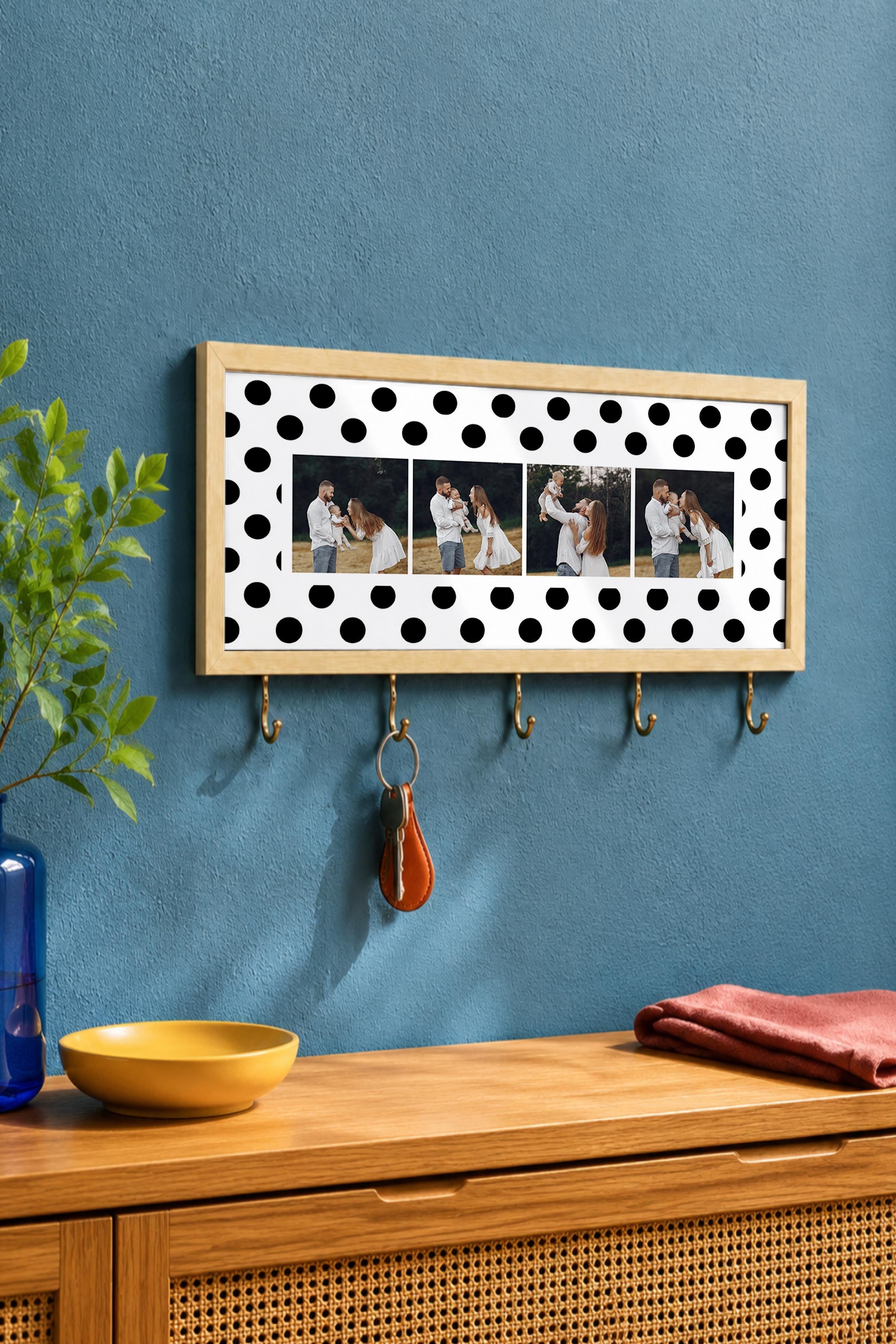 Kişiye Özel Tablo Anahtarlık, Photobooth Stili Bej Fotoğraf Çerçevesi, Vintage Duvar Dekoru