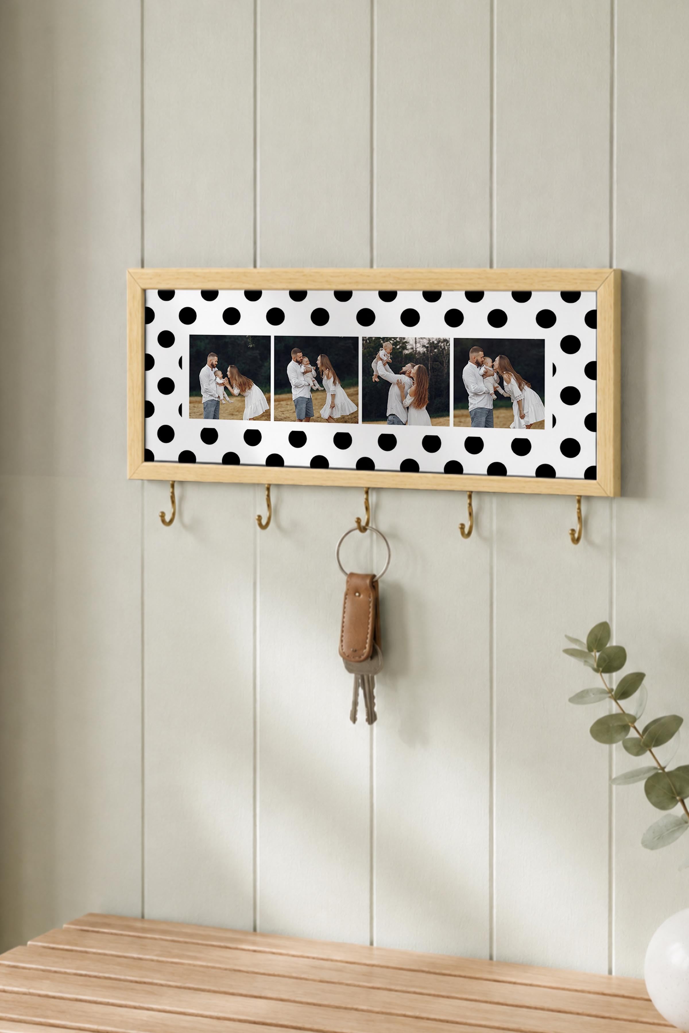Kişiye Özel Tablo Anahtarlık, Photobooth Stili Bej Fotoğraf Çerçevesi, Vintage Duvar Dekoru