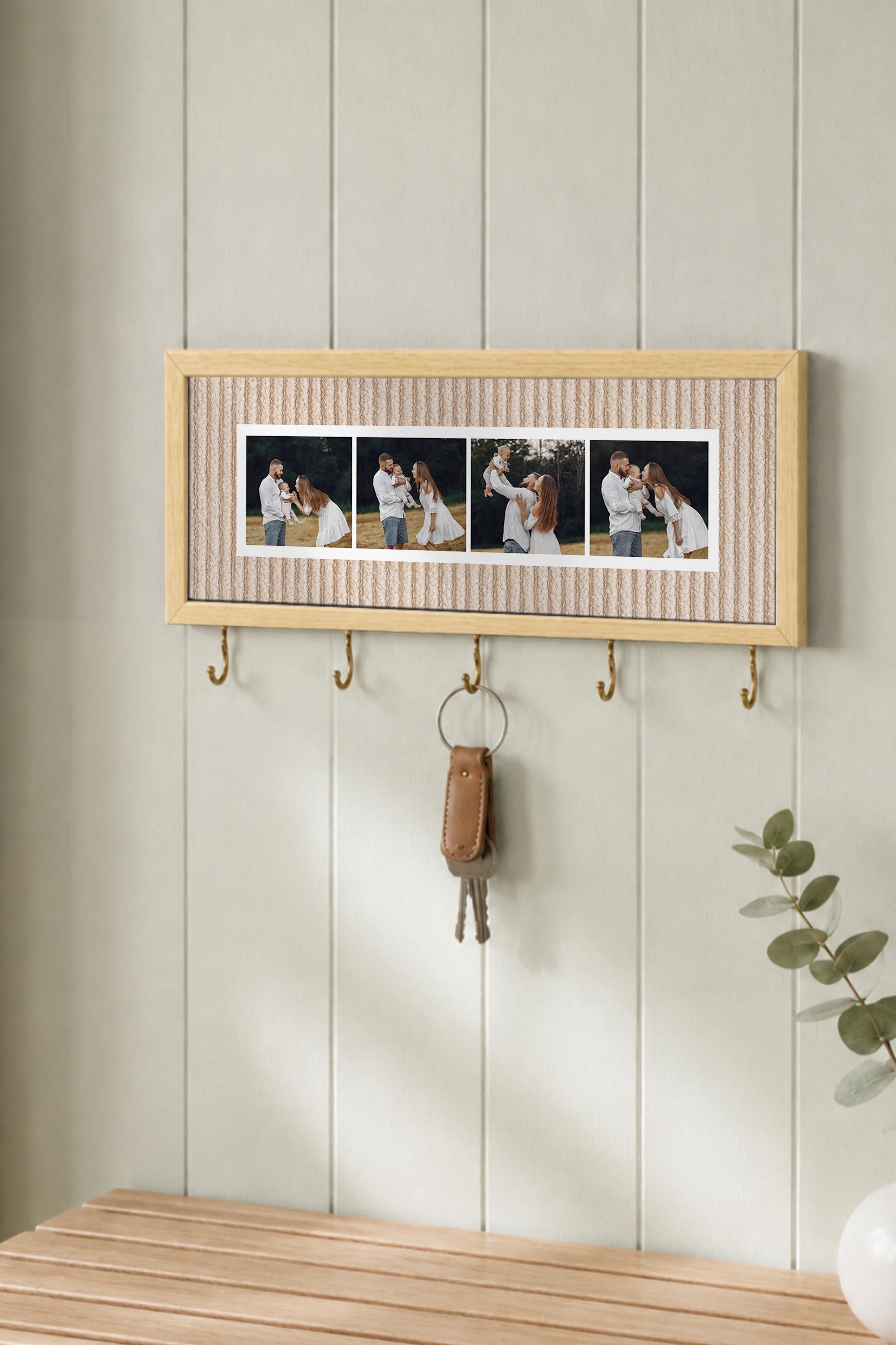Kişiye Özel Tablo Anahtarlık, Photobooth Stili Bej Fotoğraf Çerçevesi, Vintage Duvar Dekoru