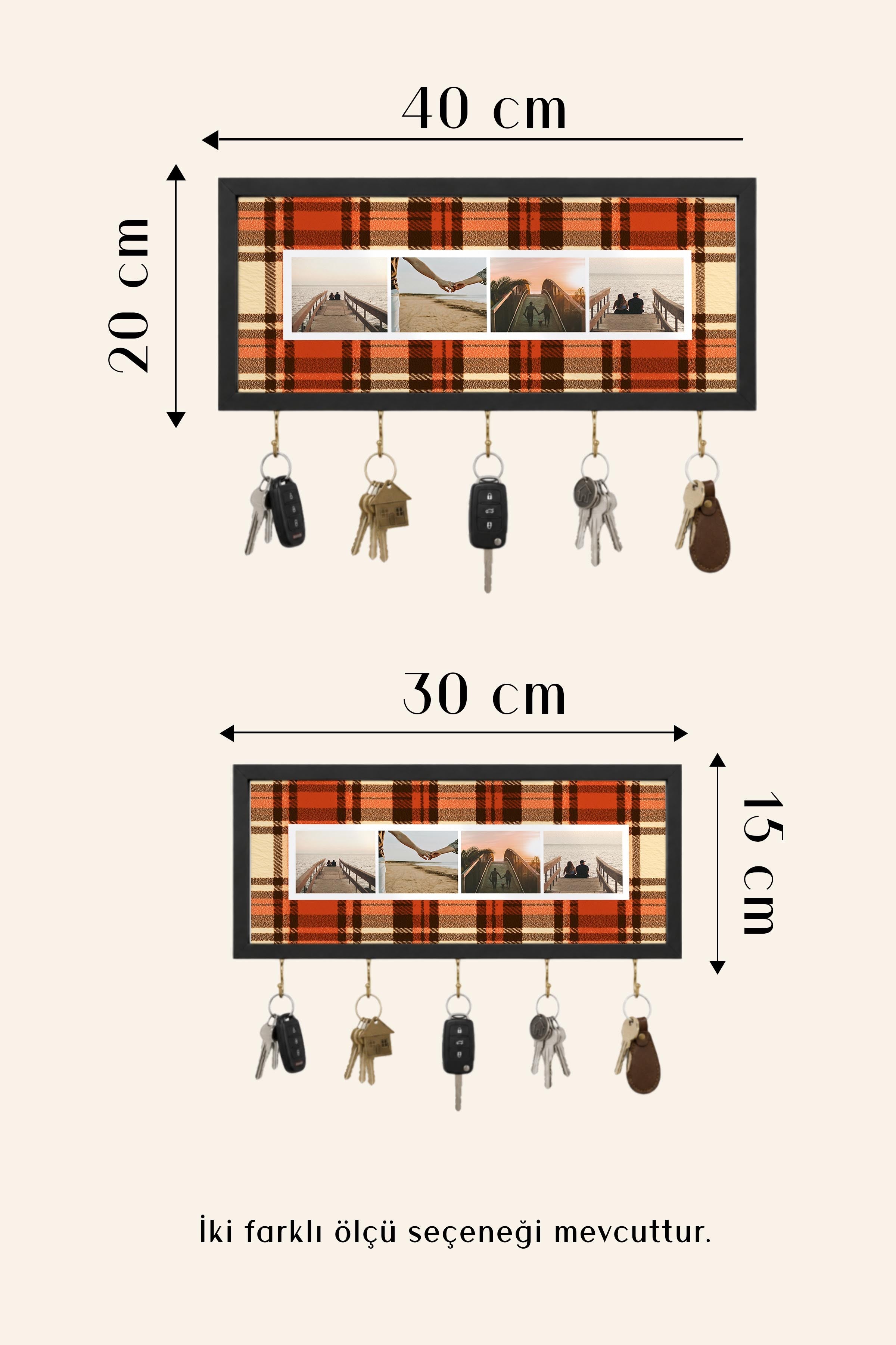 Kişiye Özel Tablo Anahtarlık, Photobooth Stili Bej Fotoğraf Çerçevesi, Vintage Duvar Dekoru