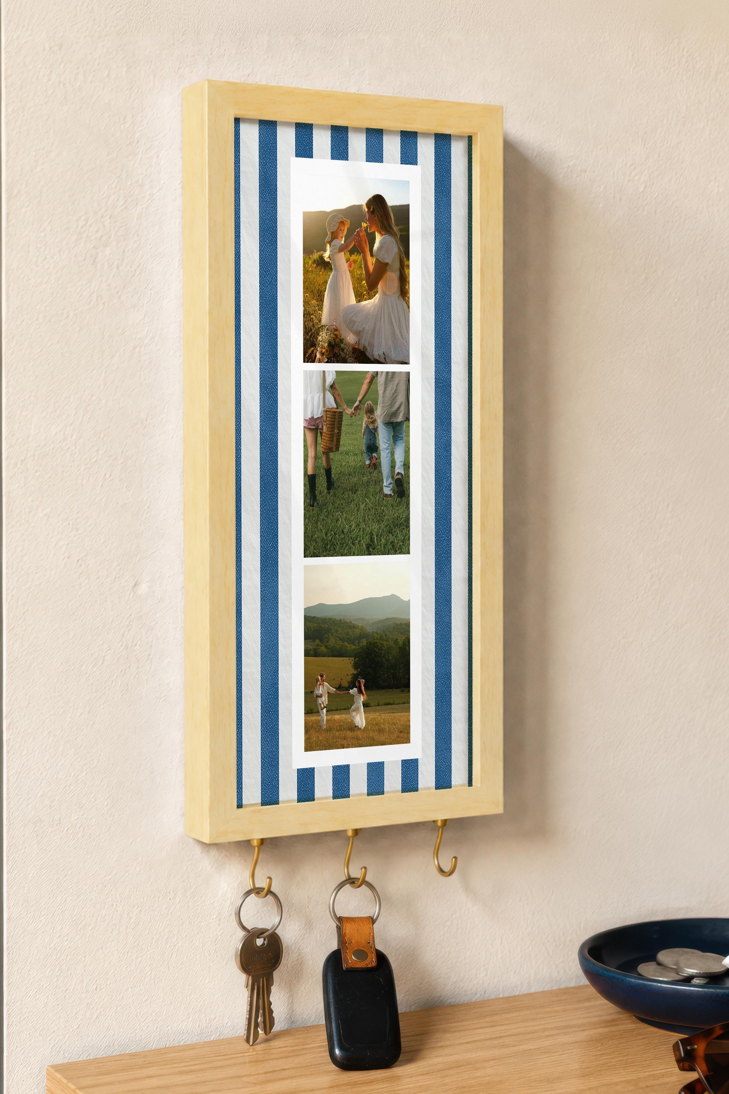 Kişiye Özel Tablo Anahtarlık, Photobooth Stili Bej Fotoğraf Çerçevesi, Vintage Duvar Dekoru